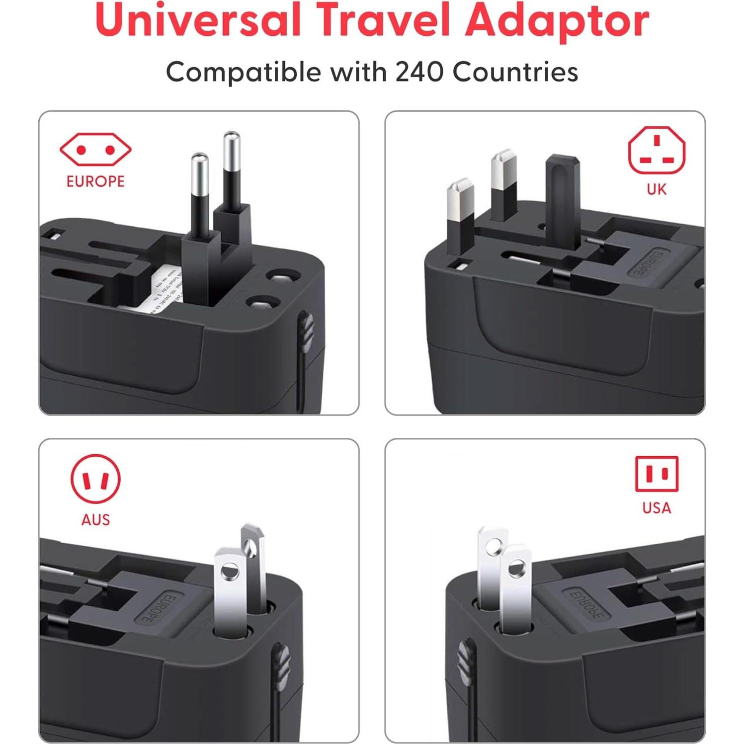 Adaptador de Viaje Universal TSIM con USB C y SIM Internacional