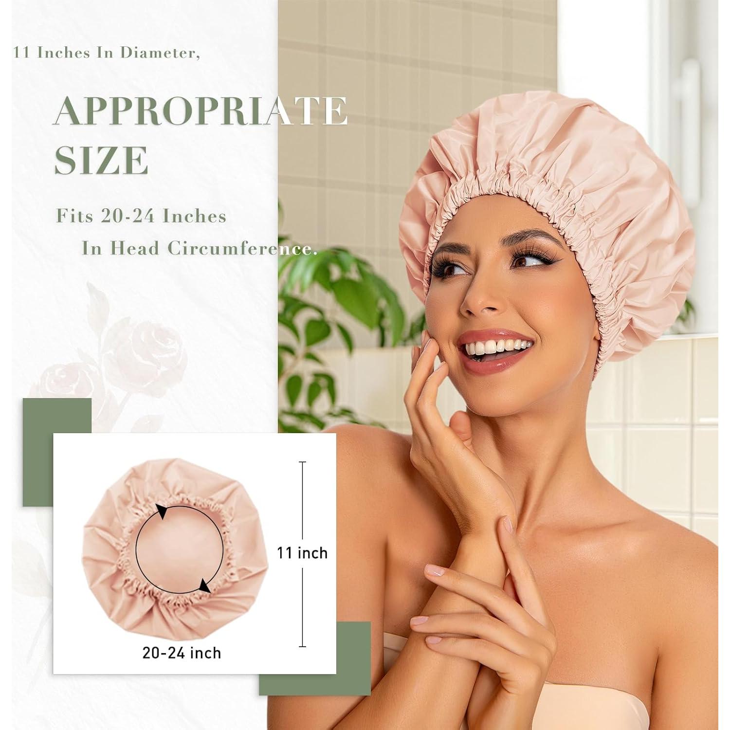 Gorro de Ducha Reutilizable Edoneery Beige Impermeable 28 cm