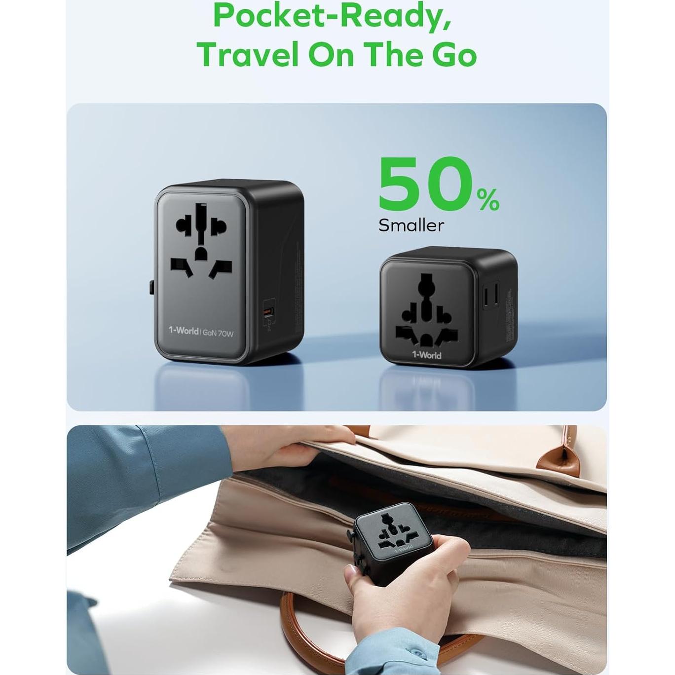 Adaptador de Viaje Universal MOMAX UA19 - 2 Tomas AC, Compacto