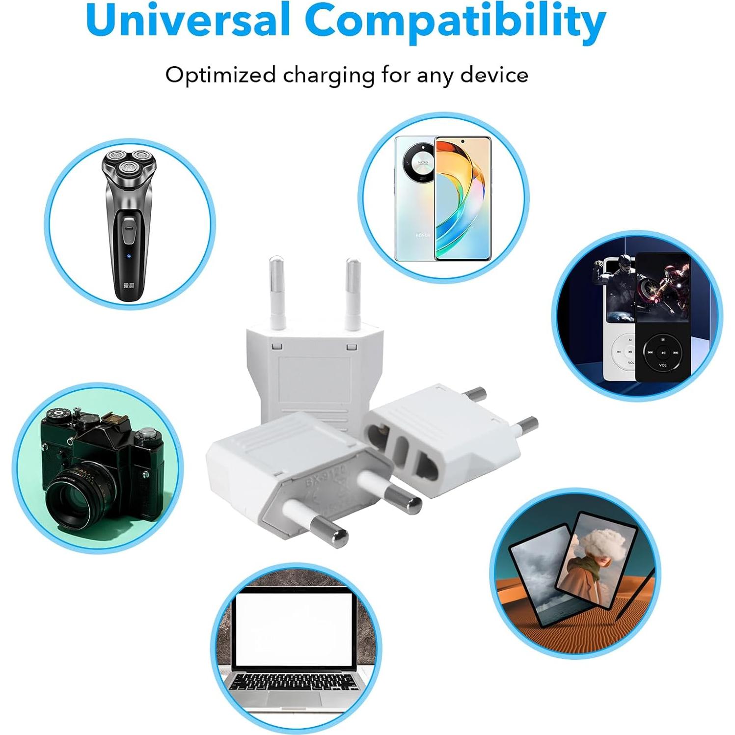 Adaptador de Enchufe de Viaje Rukinovi Tipo C 4 Piezas UE