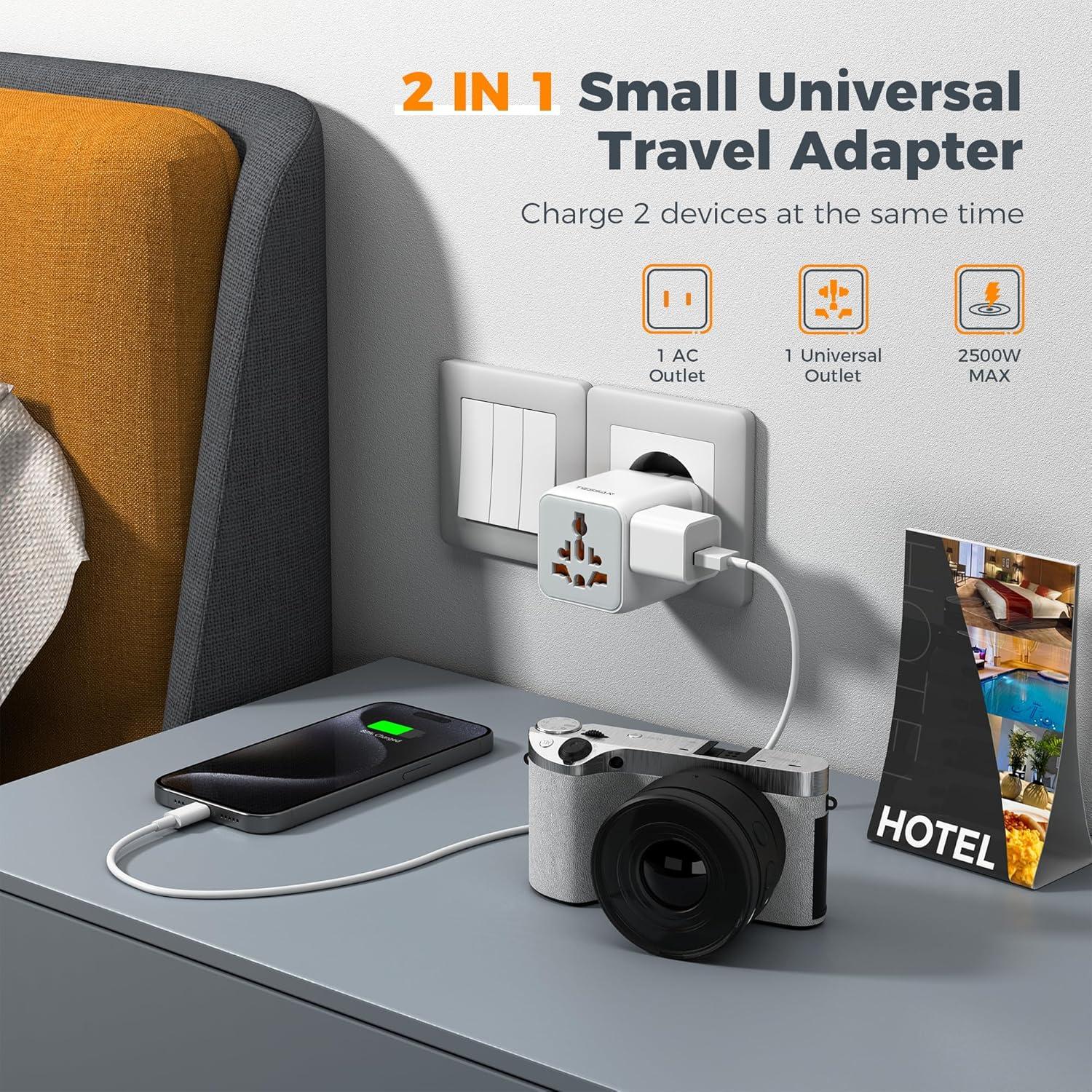 Adaptador de Viaje Universal TESSAN con Doble Salida AC