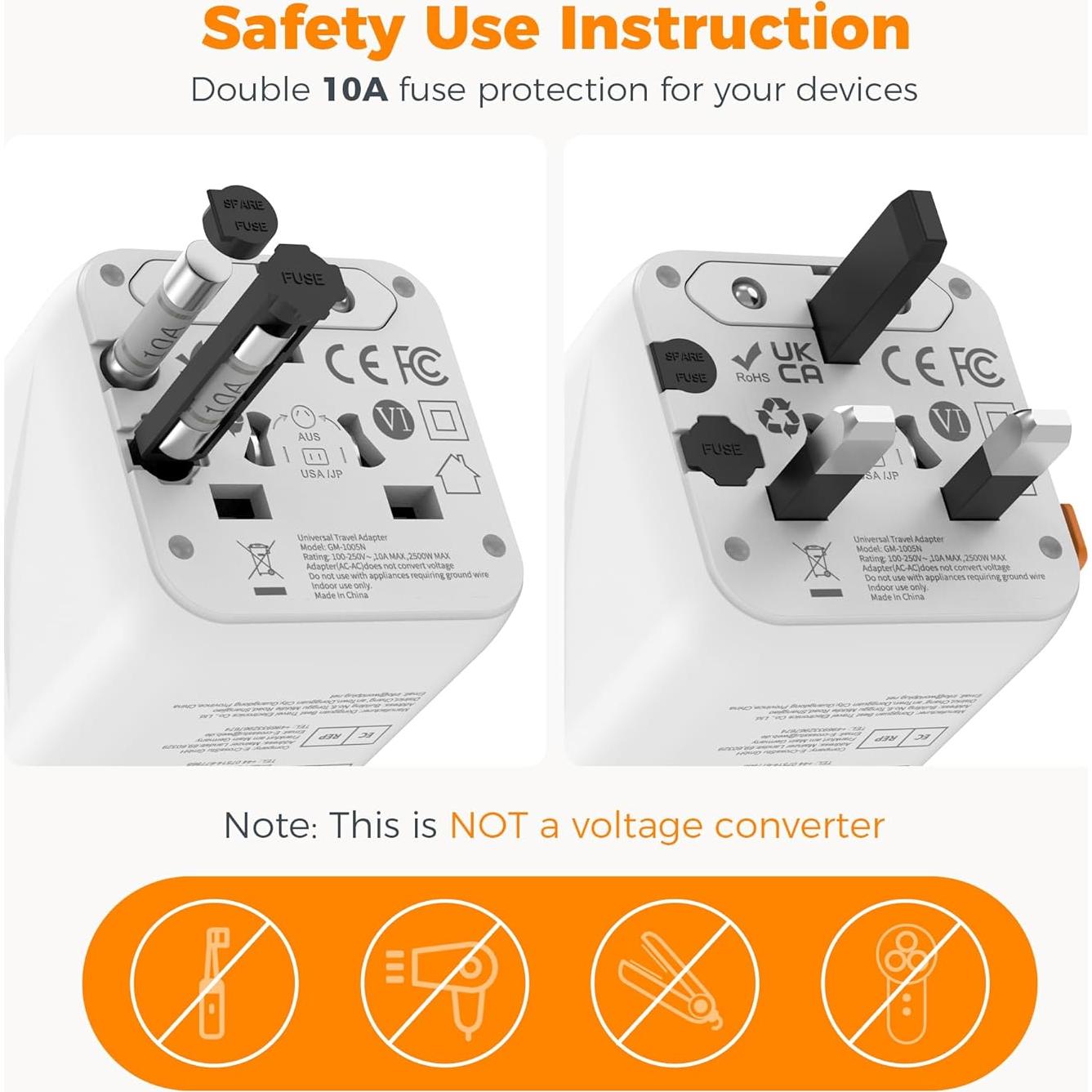 Adaptador de Viaje Universal TESSAN con Doble Salida AC