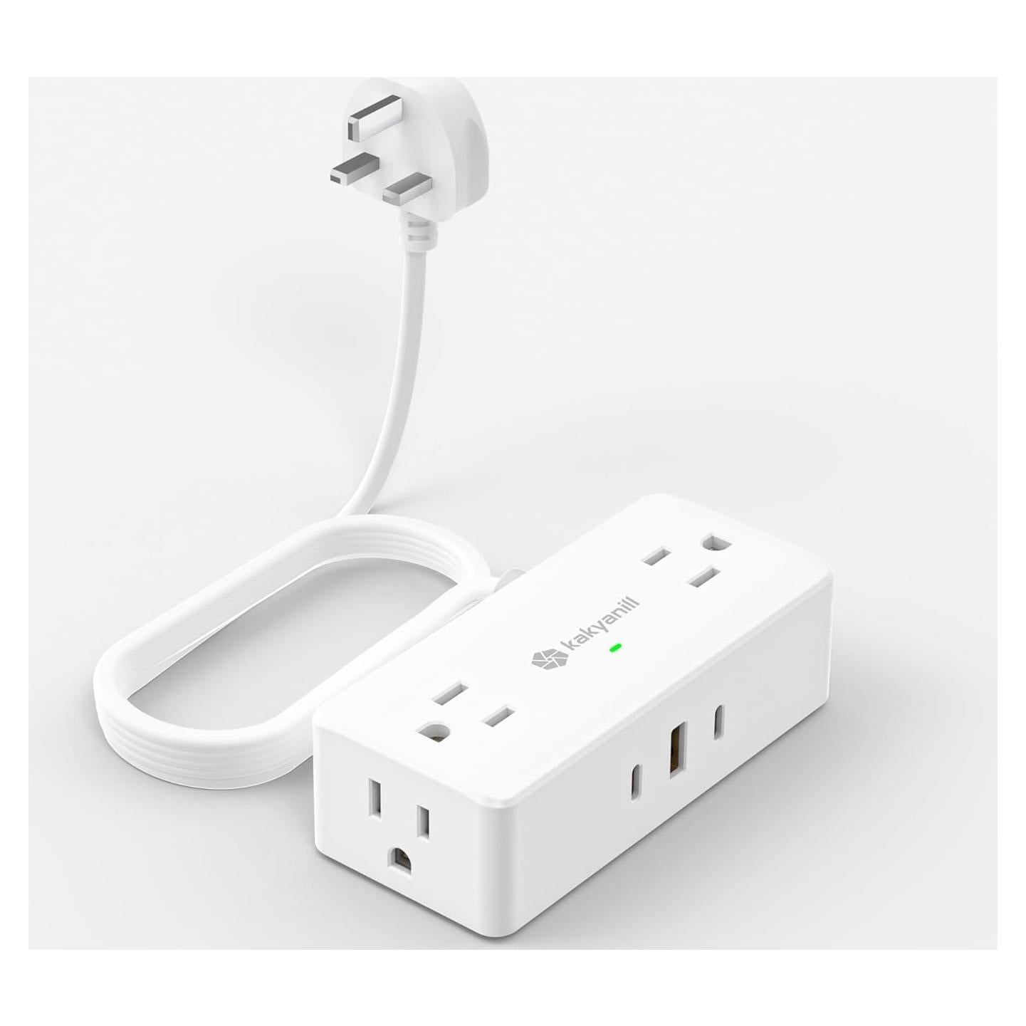 Adaptador de Enchufe de Viaje Kakyanill Tipo G 7 en 1 con USB