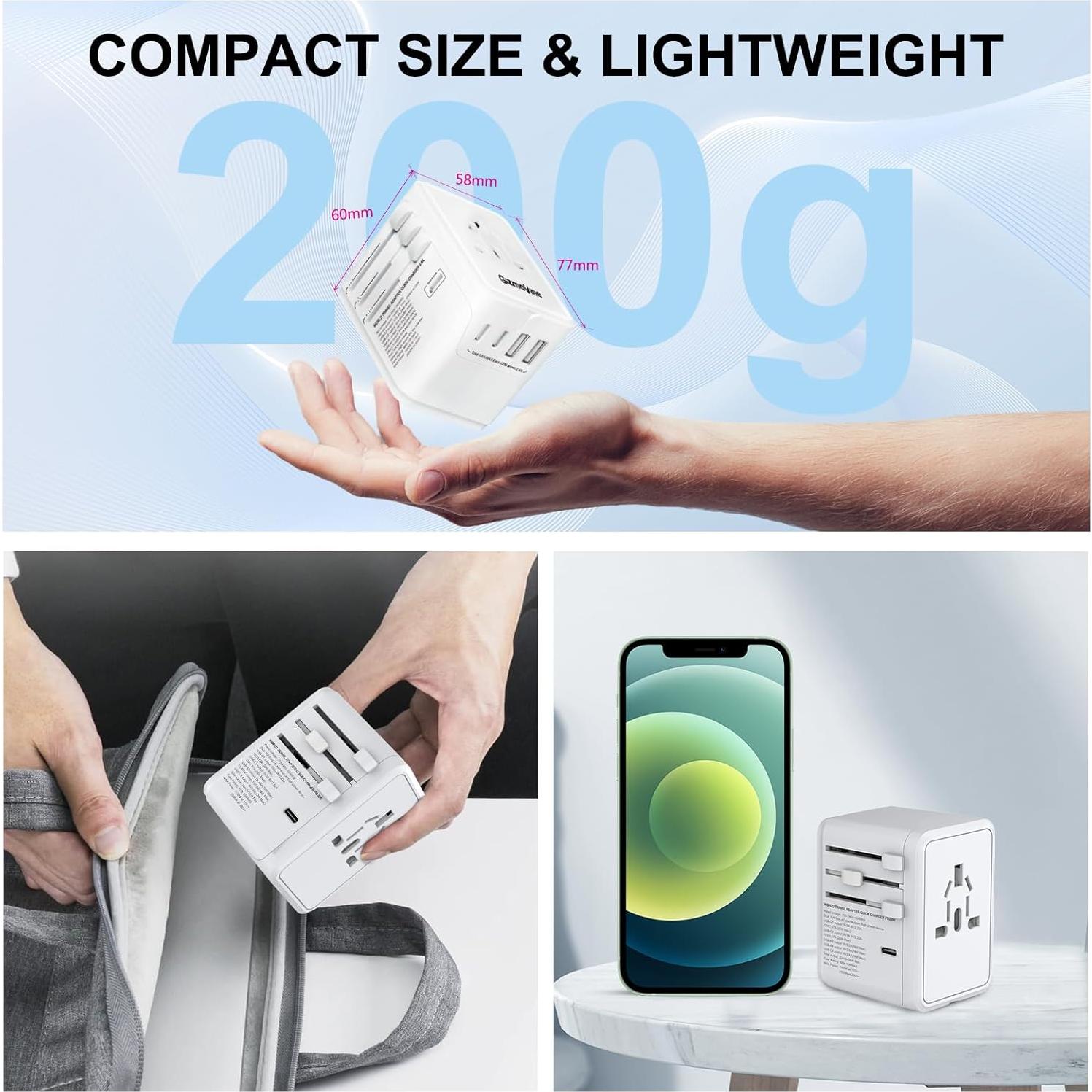 Adaptador de Viaje Universal 6 en 1 Gizmovine 10A Carga Rápida