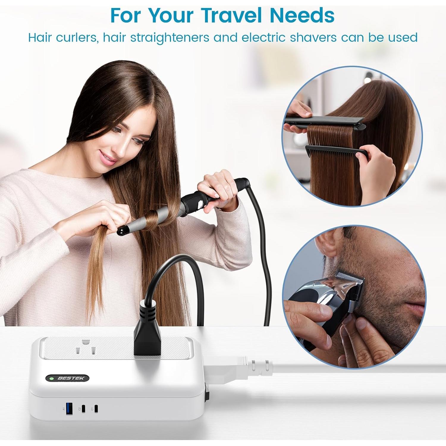 Convertidor de Voltaje BESTEK 220V a 110V con 5 Enchufes