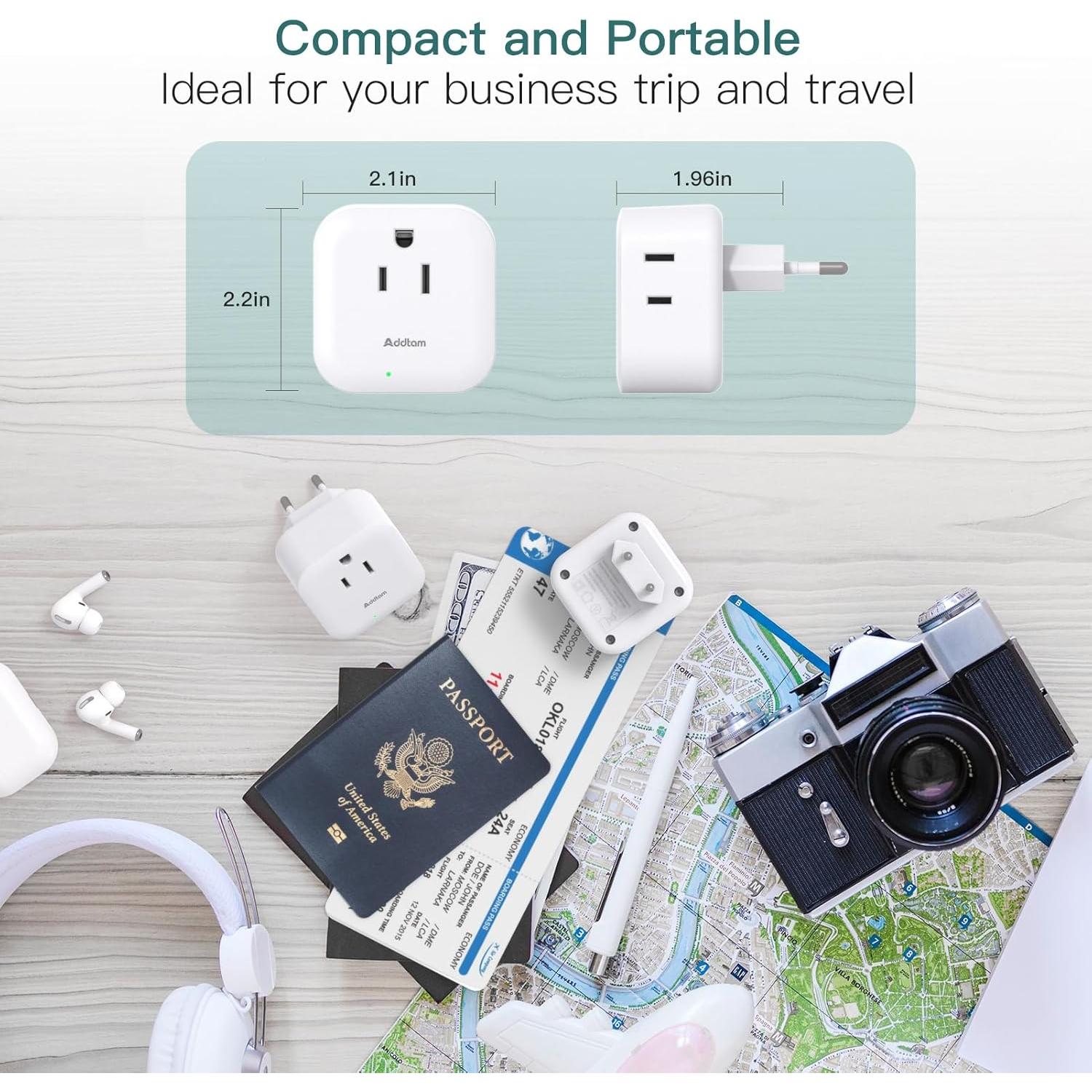 Adaptador de Enchufe de Viaje Addtam Tipo C 6 en 1 con USB