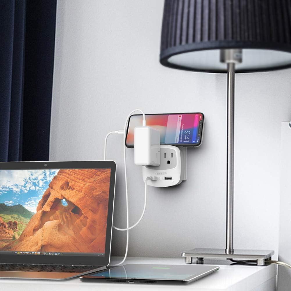 Adaptador de Enchufe de Viaje TESSAN Tipo C con 2 USB
