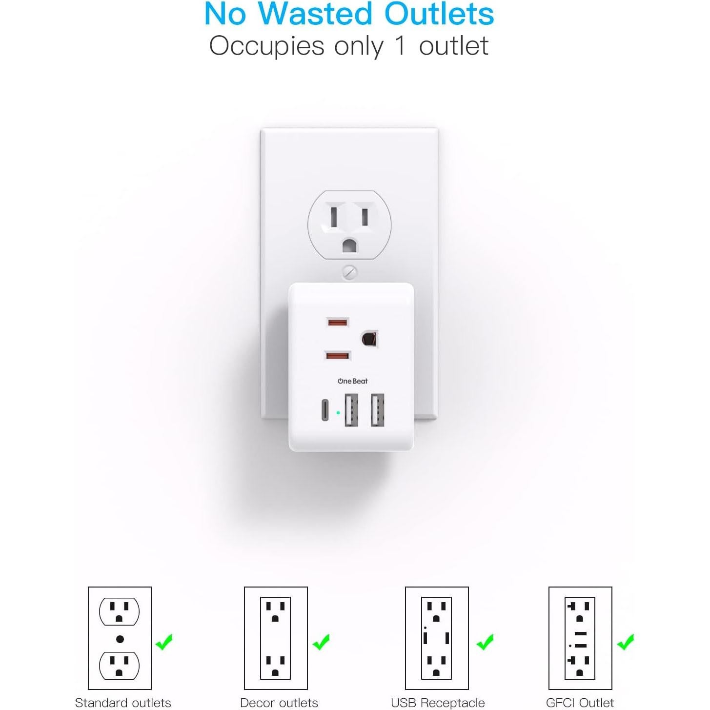 Extensor de Enchufe Múltiple One Beat 3 USB Carga Rápida