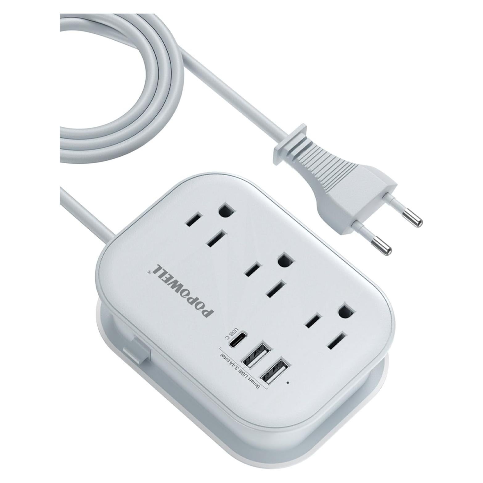Adaptador de Enchufe de Viaje Popowell USB-C 1.5m 6 Salidas