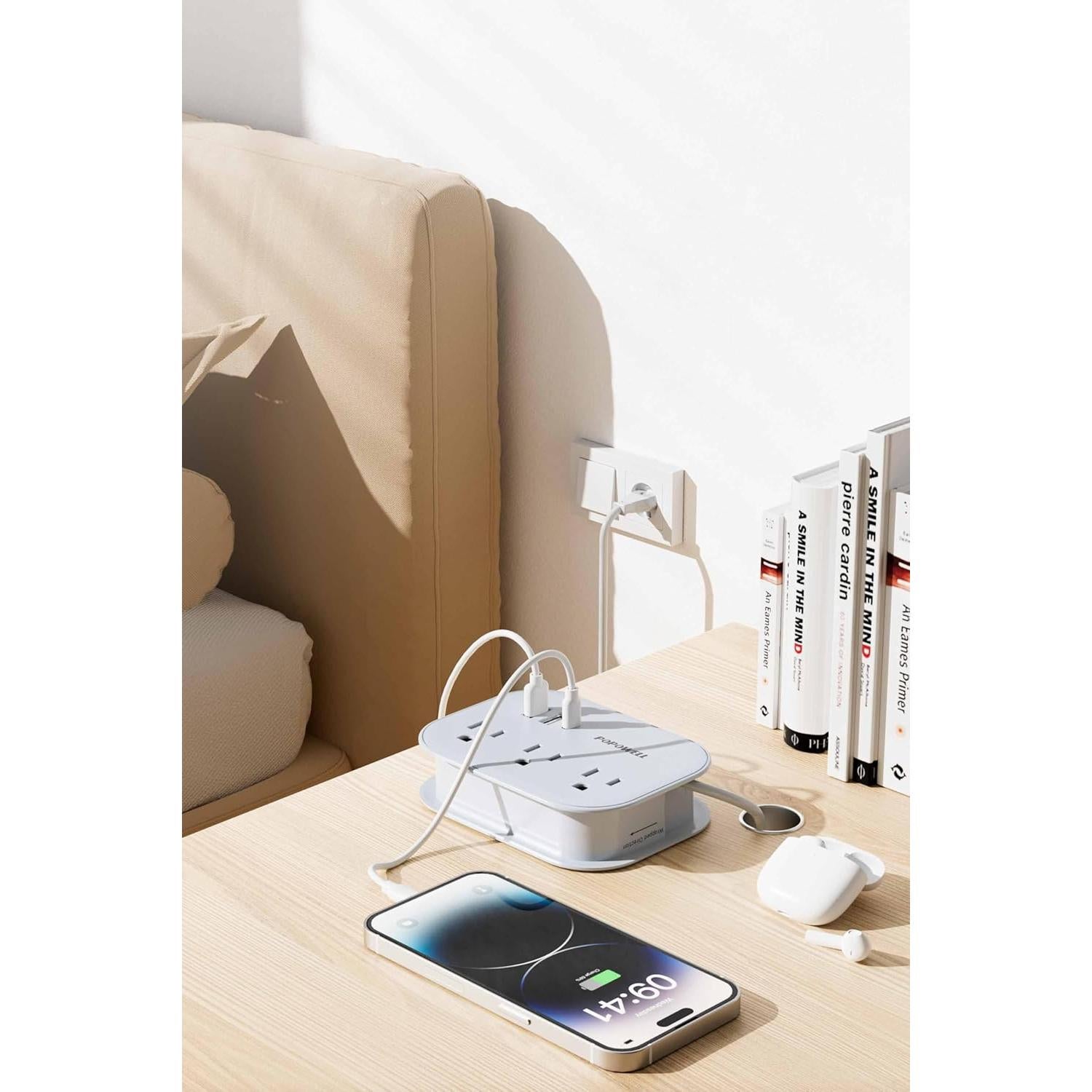 Adaptador de Enchufe de Viaje Popowell USB-C 1.5m 6 Salidas