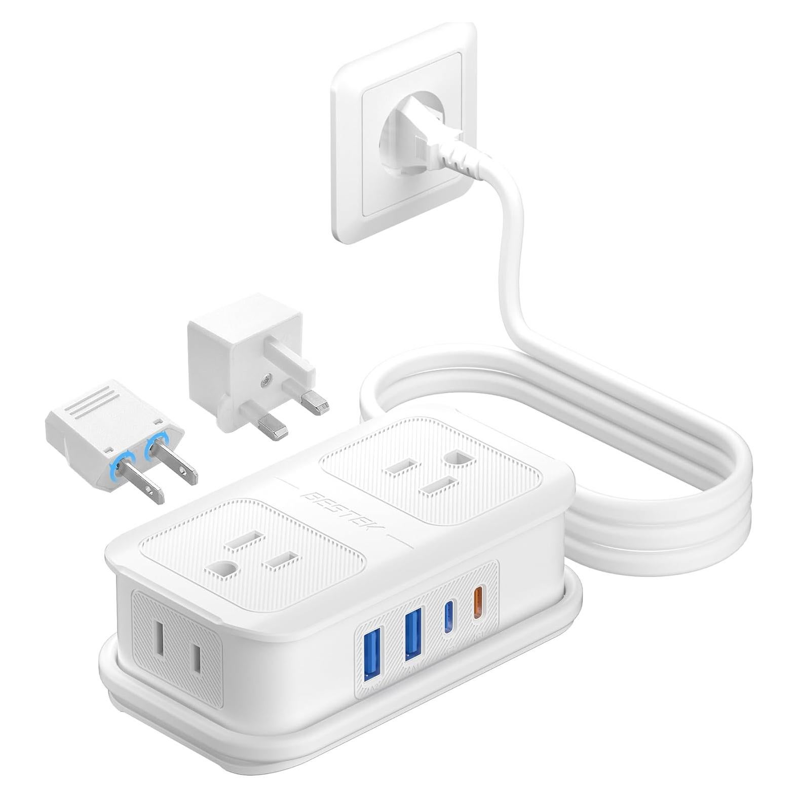 Adaptador de Enchufe de Viaje BESTEK 8 en 1 con 4 USB