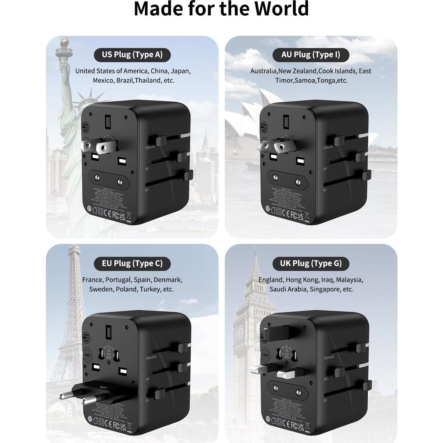 Adaptador de Viaje Universal MOMAX UA11 20W Carga Rápida