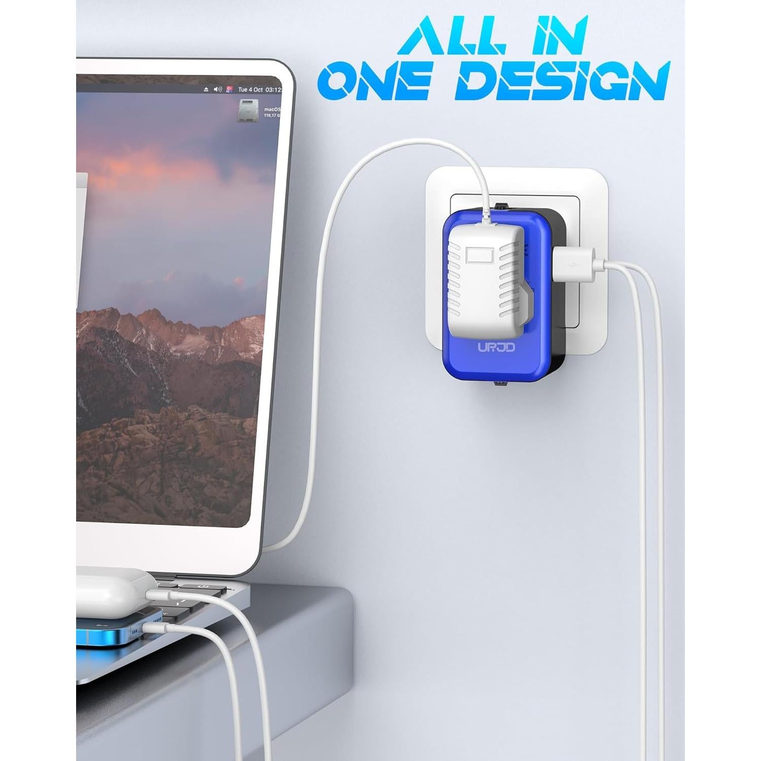 Adaptador de Viaje Universal URJD 2 Puertos USB Tipo C y A