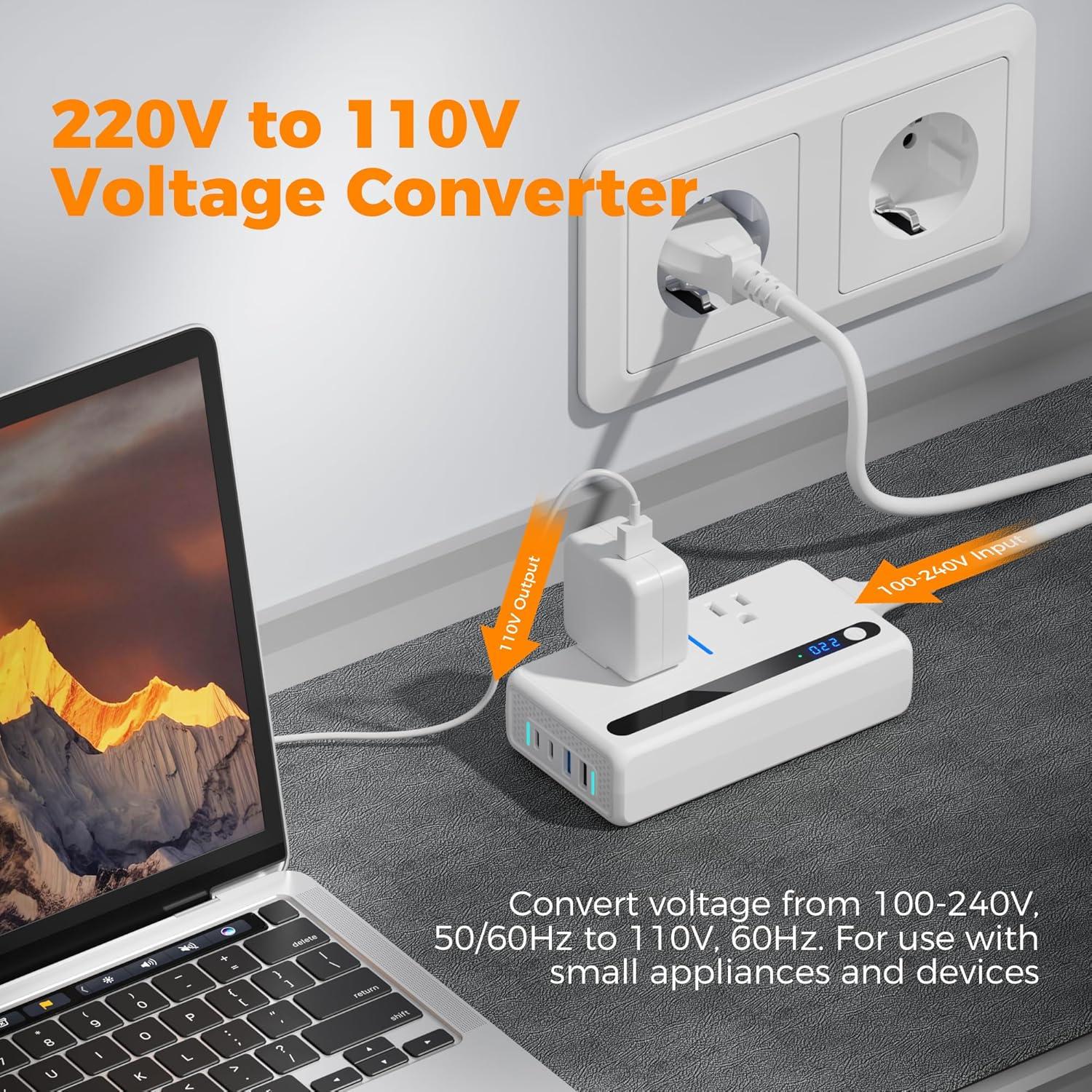 Convertidor de Voltaje 220V a 110V TESSAN con 4 USB