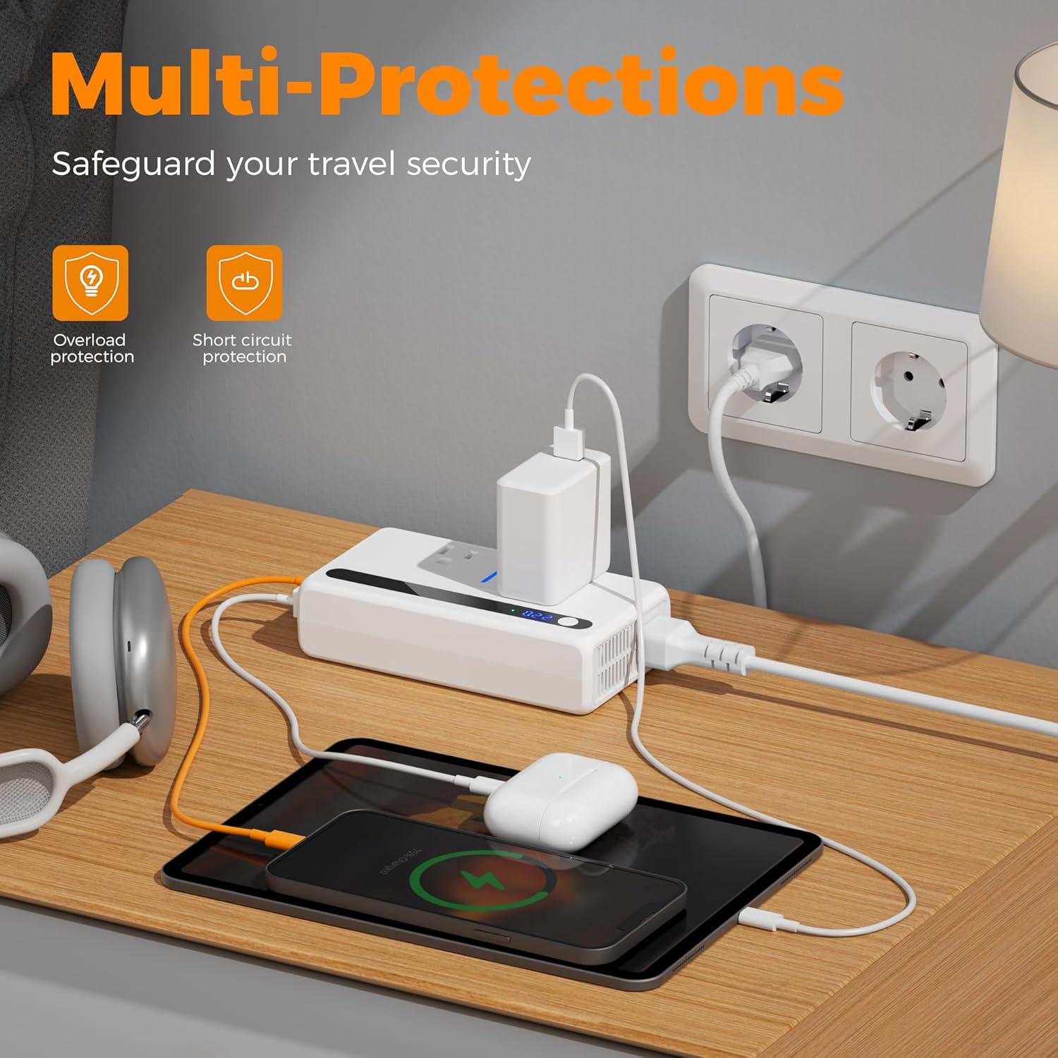 Convertidor de Voltaje 220V a 110V TESSAN con 4 USB