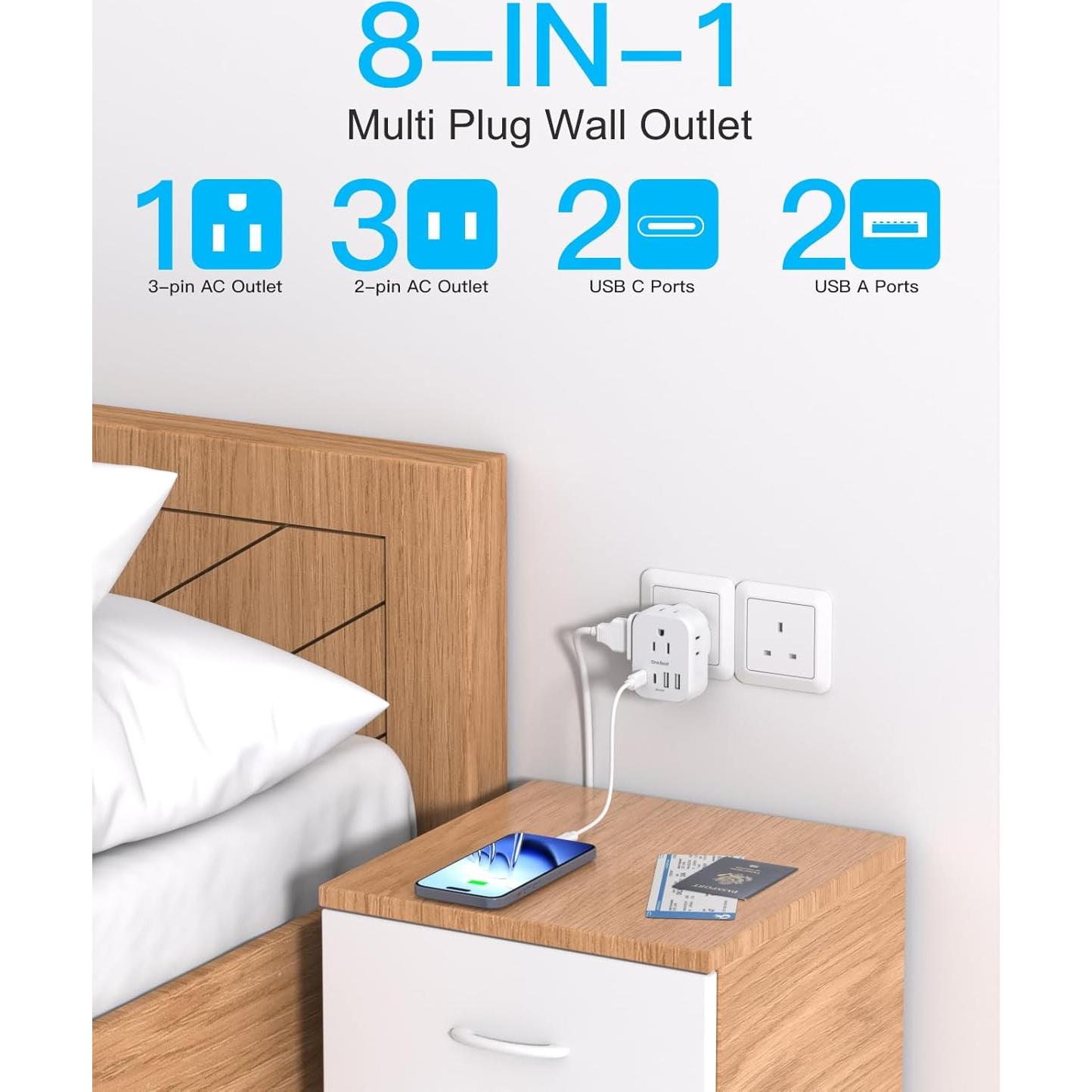 Extensor de Enchufe One Beat 4 Enchufes 4 USB Cruceros