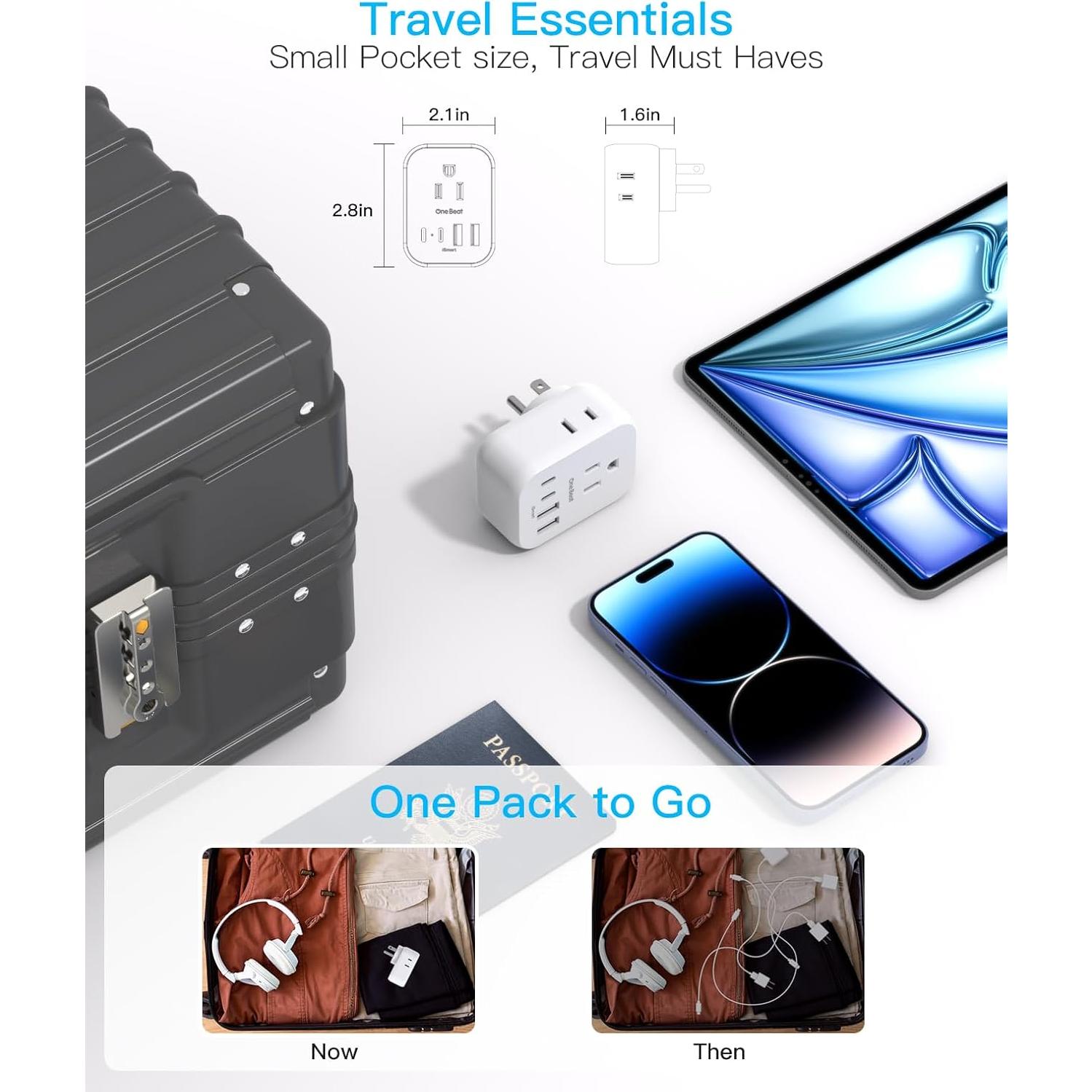 Extensor de Enchufe One Beat 4 Enchufes 4 USB Cruceros