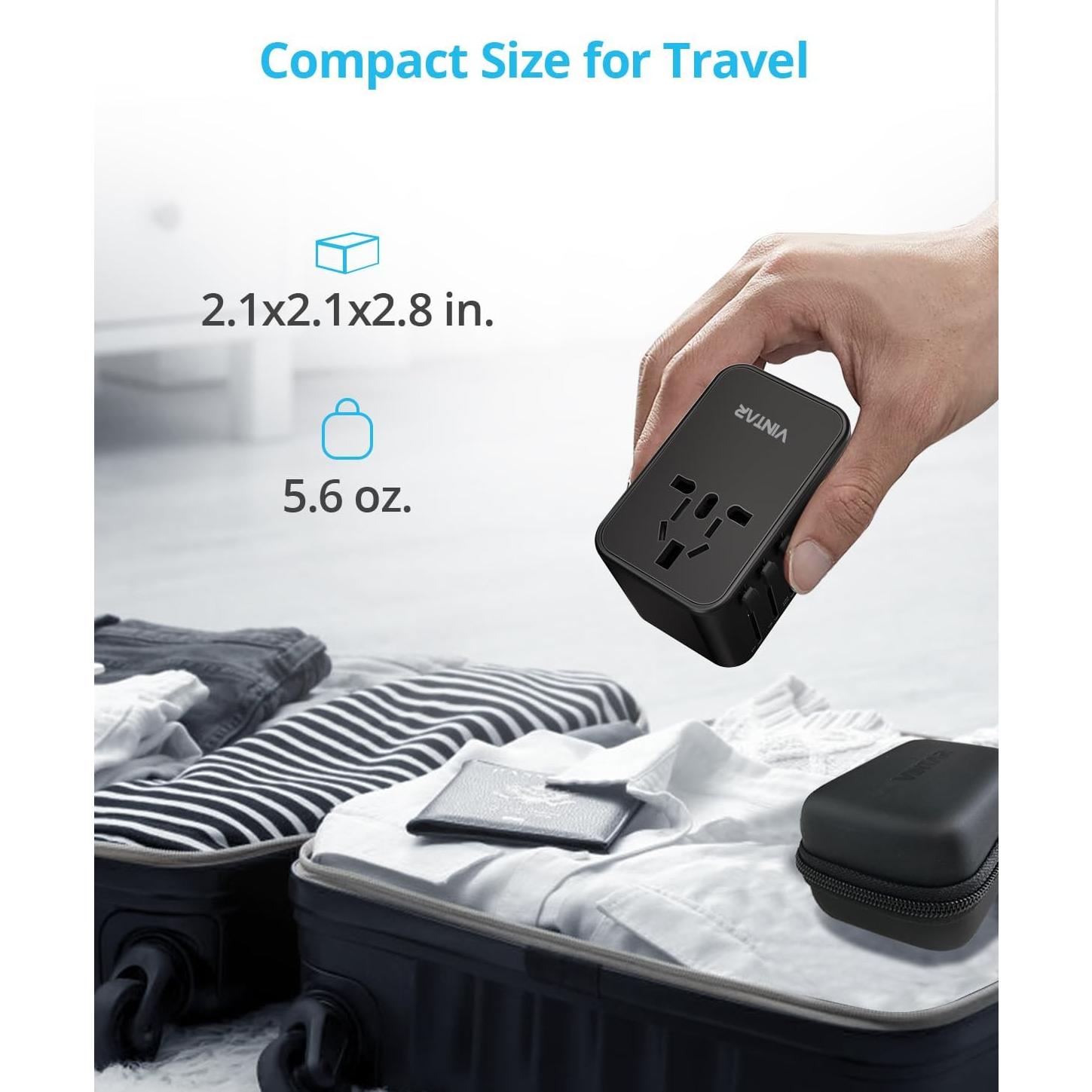 Adaptador de Viaje Universal VINTAR 75W con 5 Puertos USB