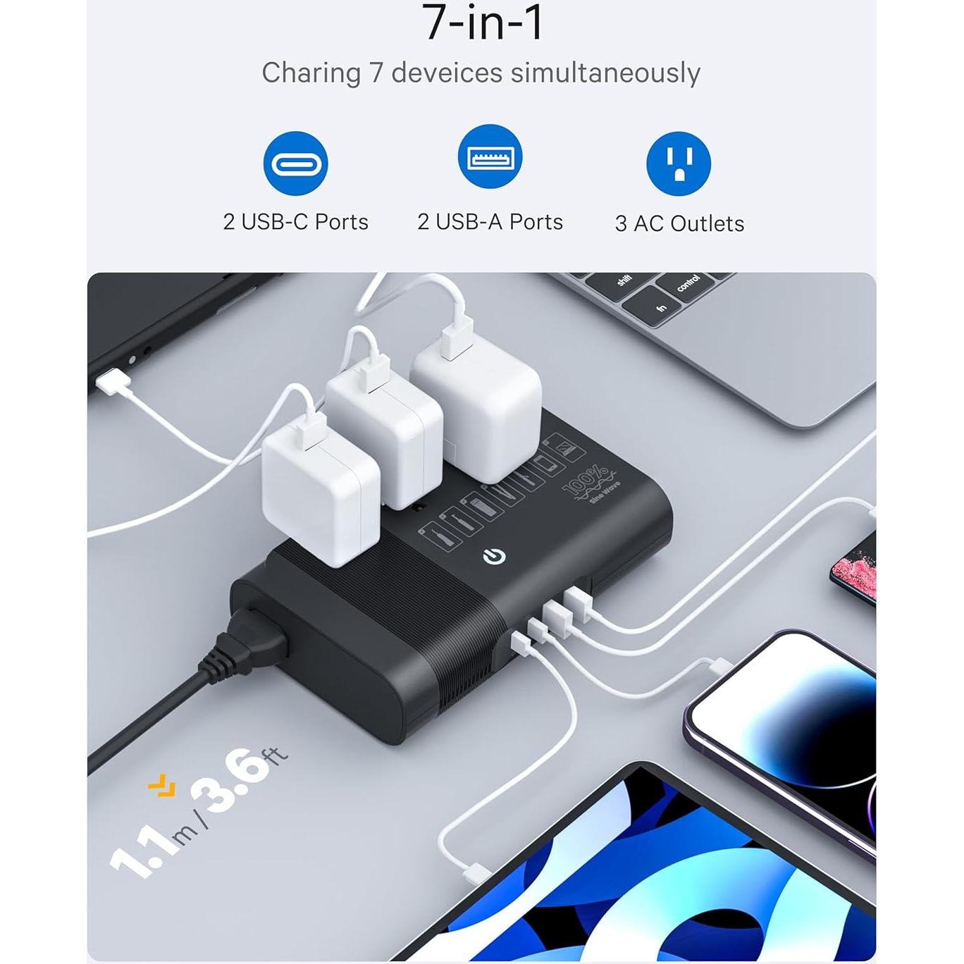 Convertidor de Voltaje DOACE 220V a 110V 500W Onda Sinusoidal Pura