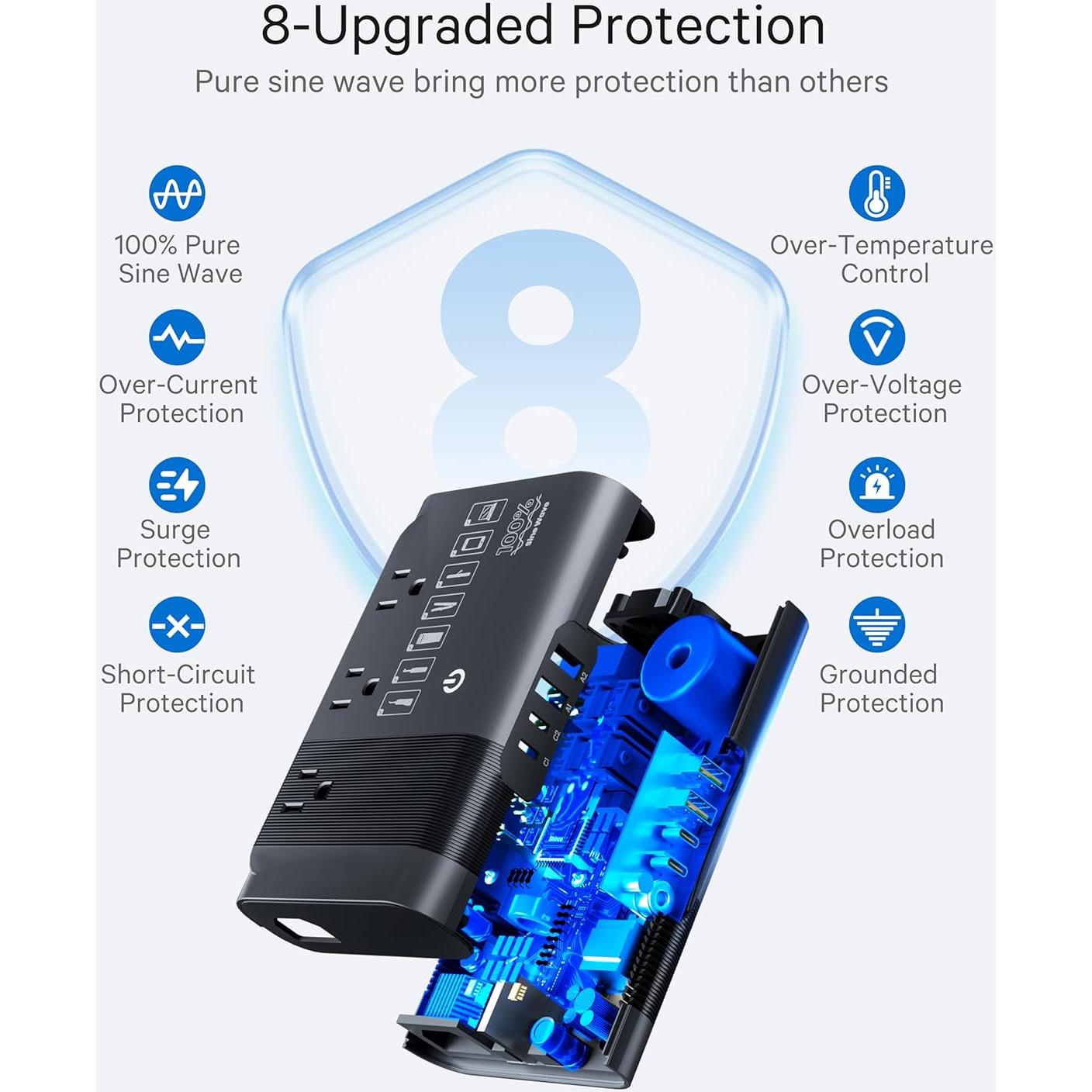 Convertidor de Voltaje DOACE 220V a 110V 500W Onda Sinusoidal Pura