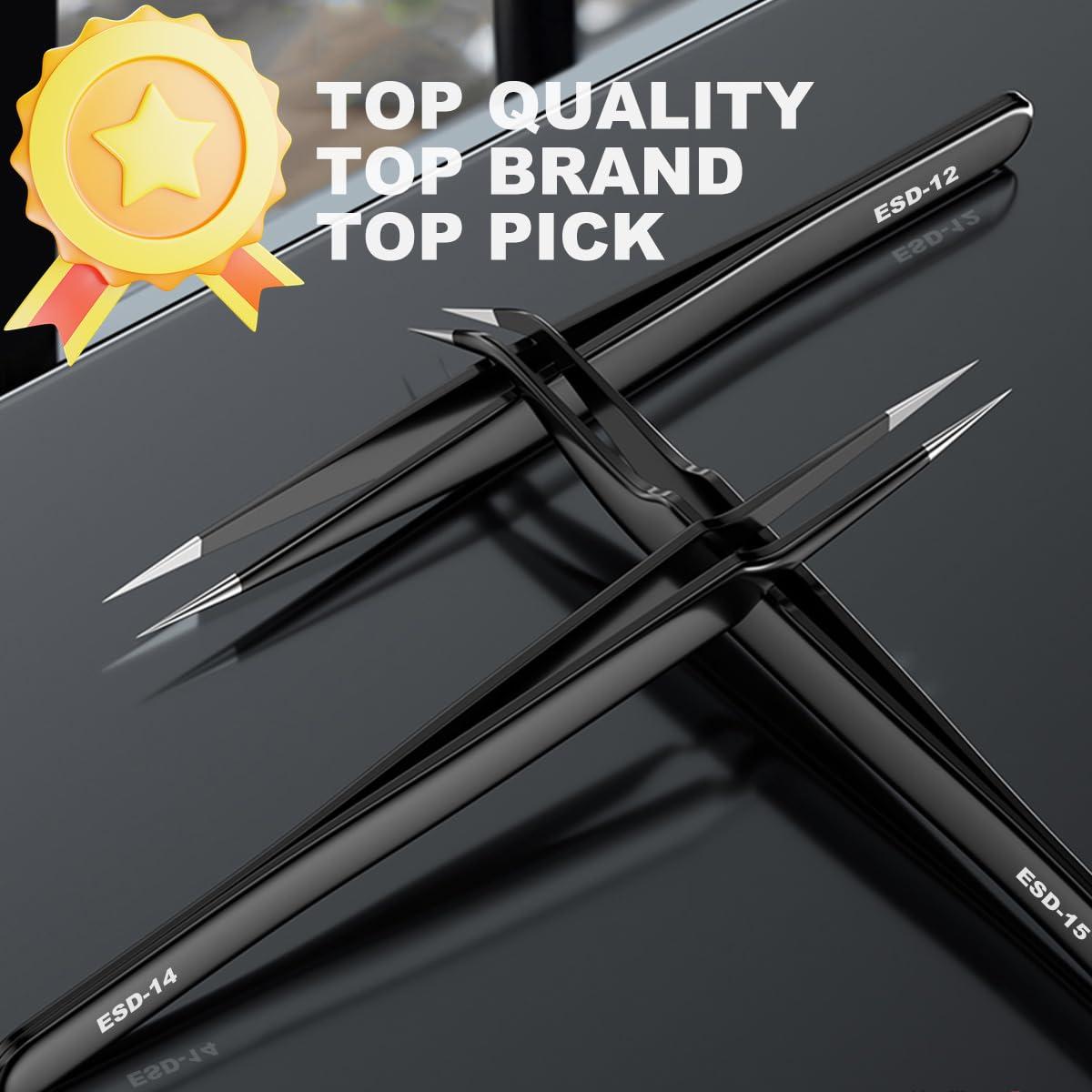 Juego de Pinzas de Precisión Antonki 12 Piezas con Estuche