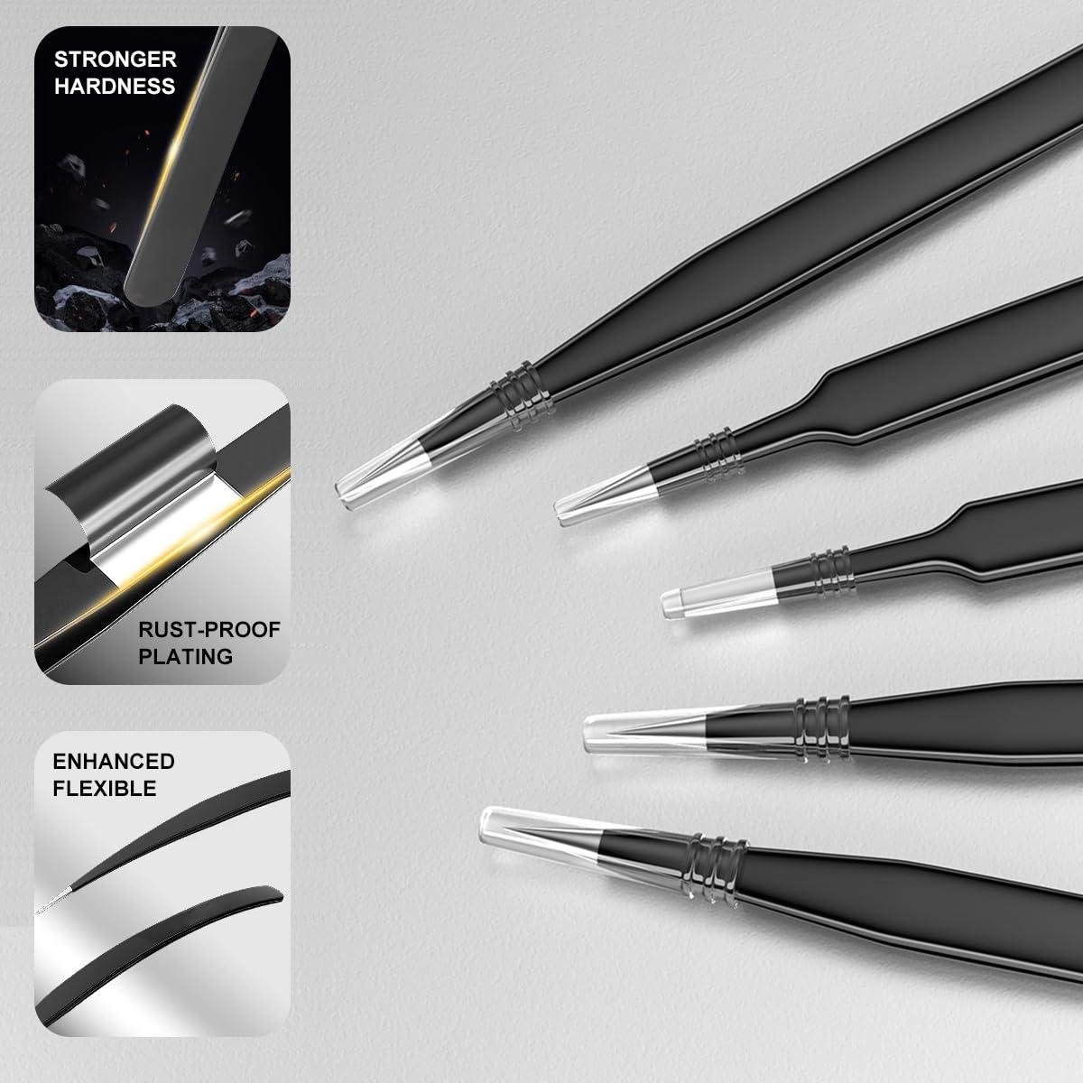 Juego de Pinzas de Precisión Antonki 12 Piezas con Estuche