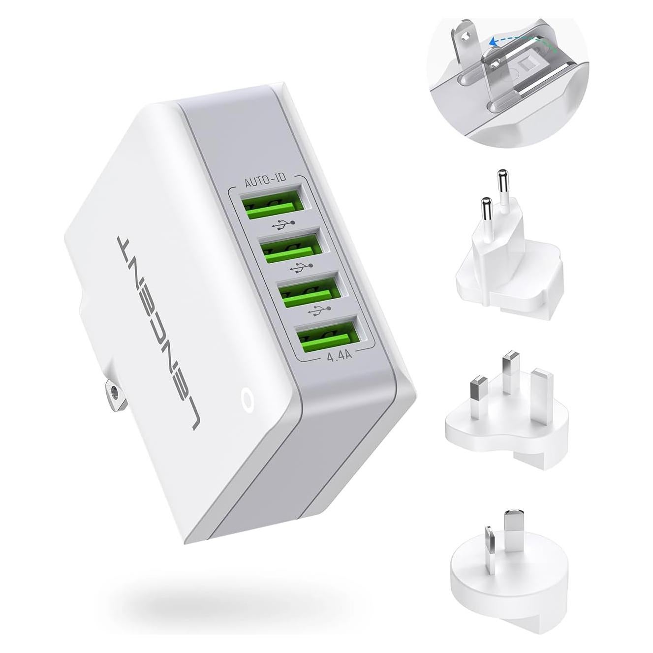 Cargador de Pared USB Múltiple LENCENT 22W 4 Puertos