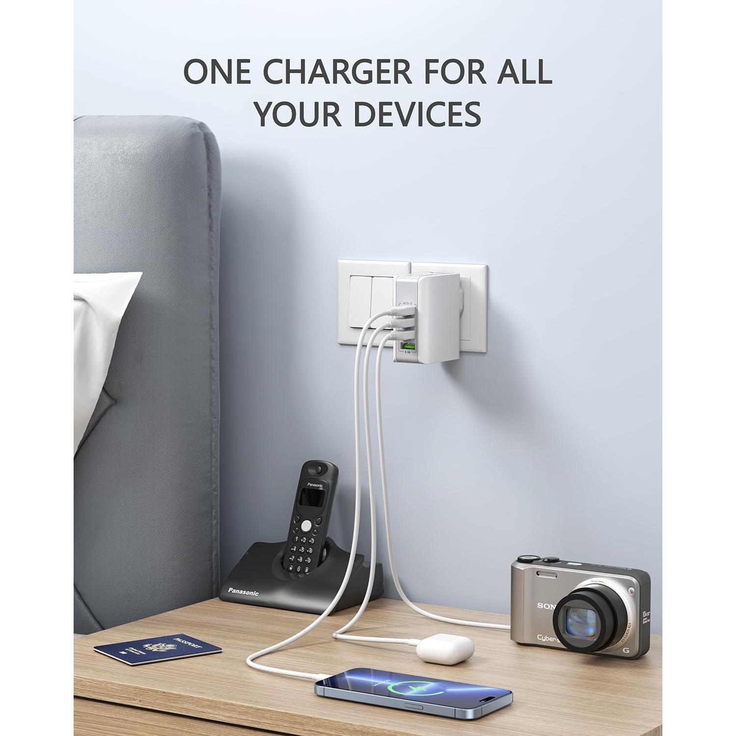 Cargador de Pared USB Múltiple LENCENT 22W 4 Puertos