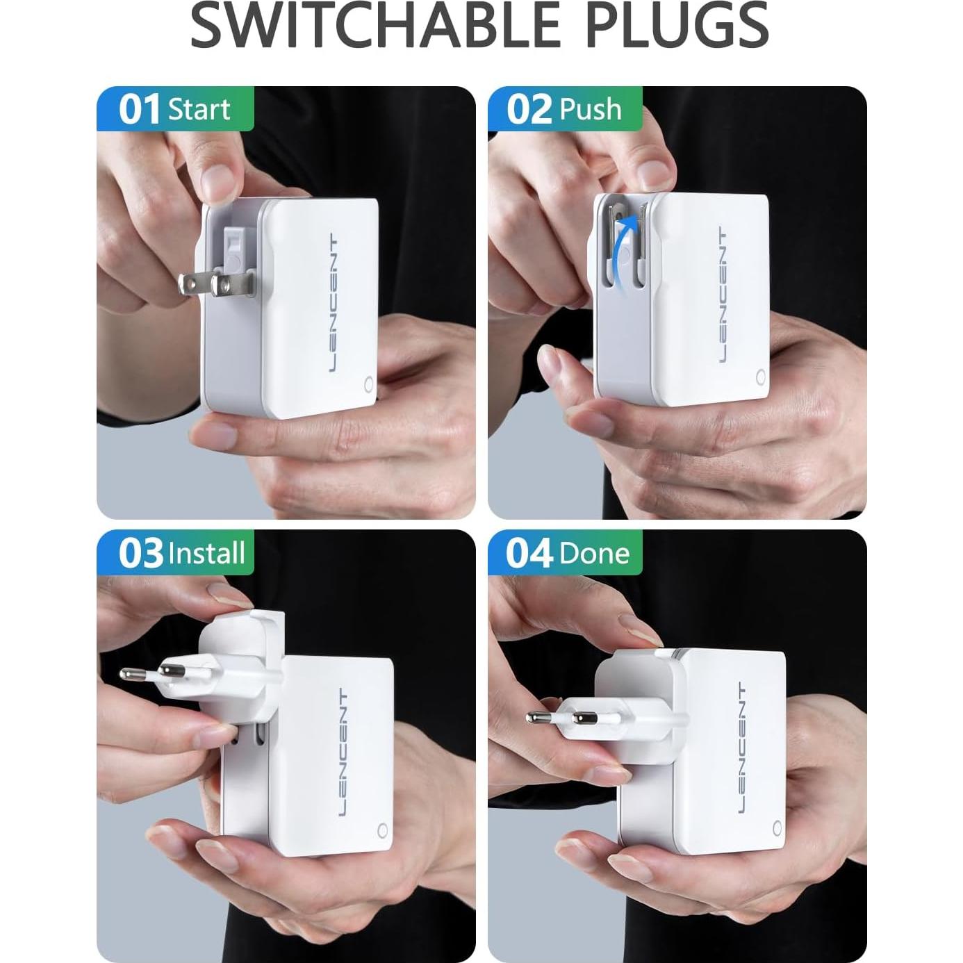 Cargador de Pared USB Múltiple LENCENT 22W 4 Puertos