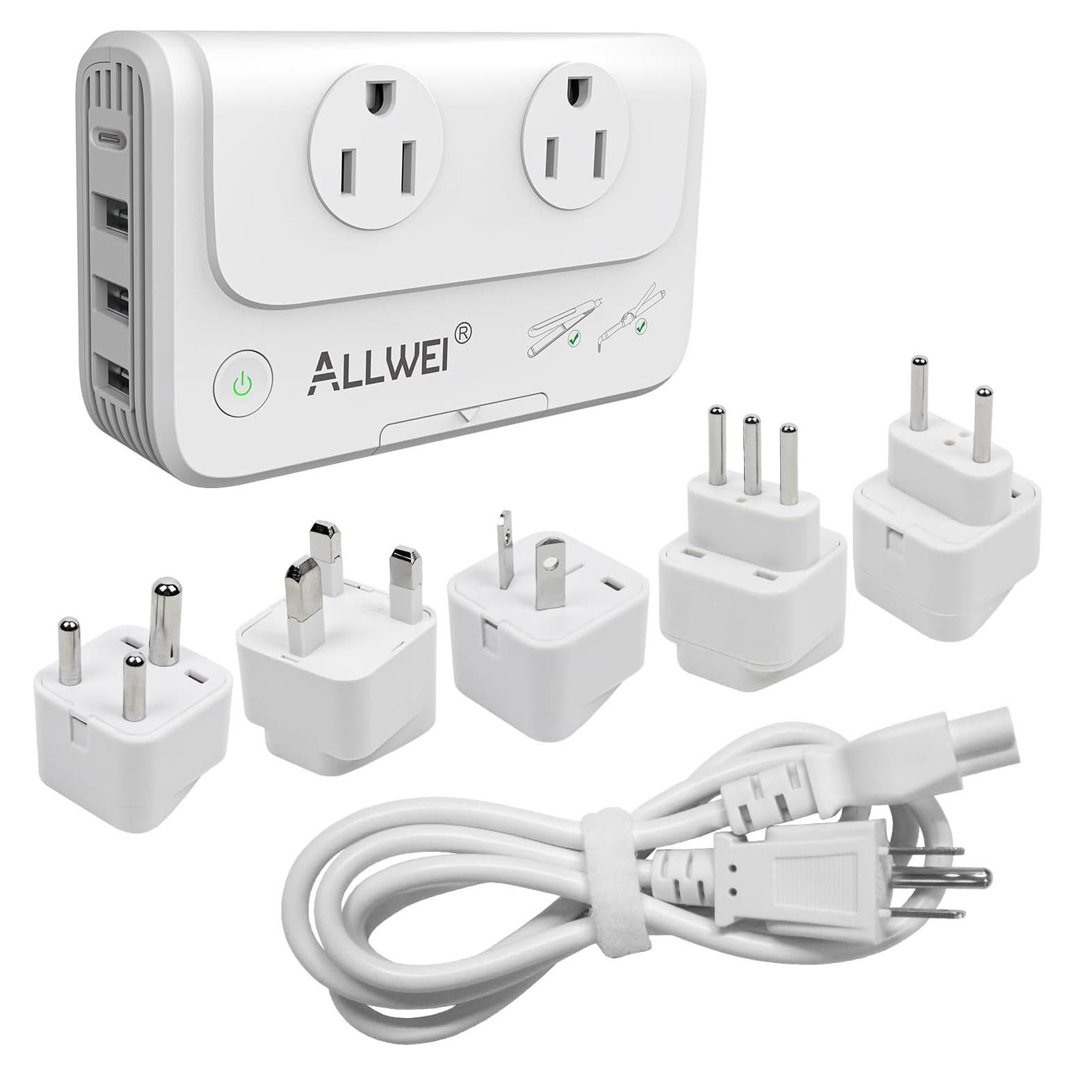 Adaptador de Viaje ALLWEI 220V a 110V Universal Blanco