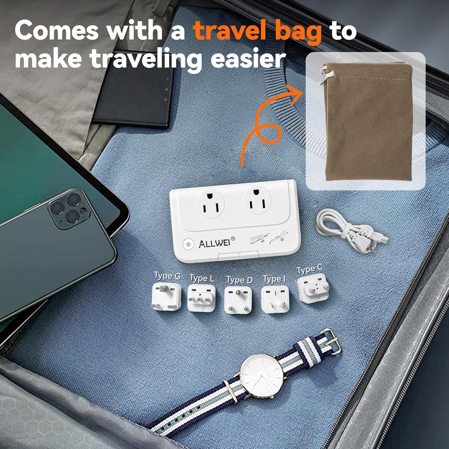 Adaptador de Viaje ALLWEI 220V a 110V Universal Blanco