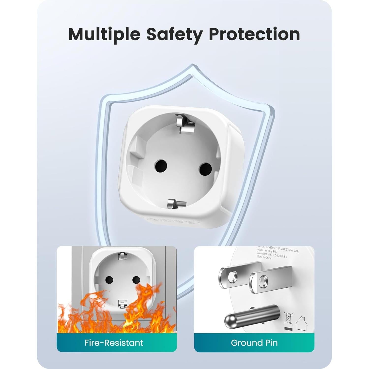 Adaptador de Enchufe LENCENT 2 Pack Europa a EE. UU. 15A