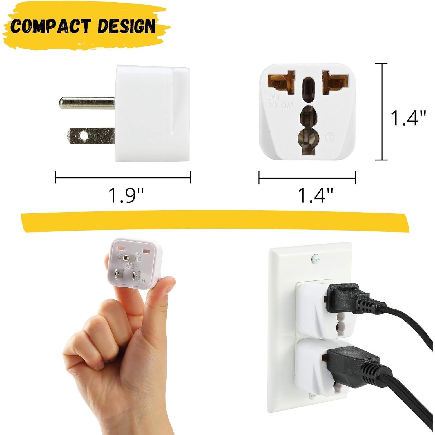 Adaptador de Enchufe Universal Bates - 2 Piezas Blanco