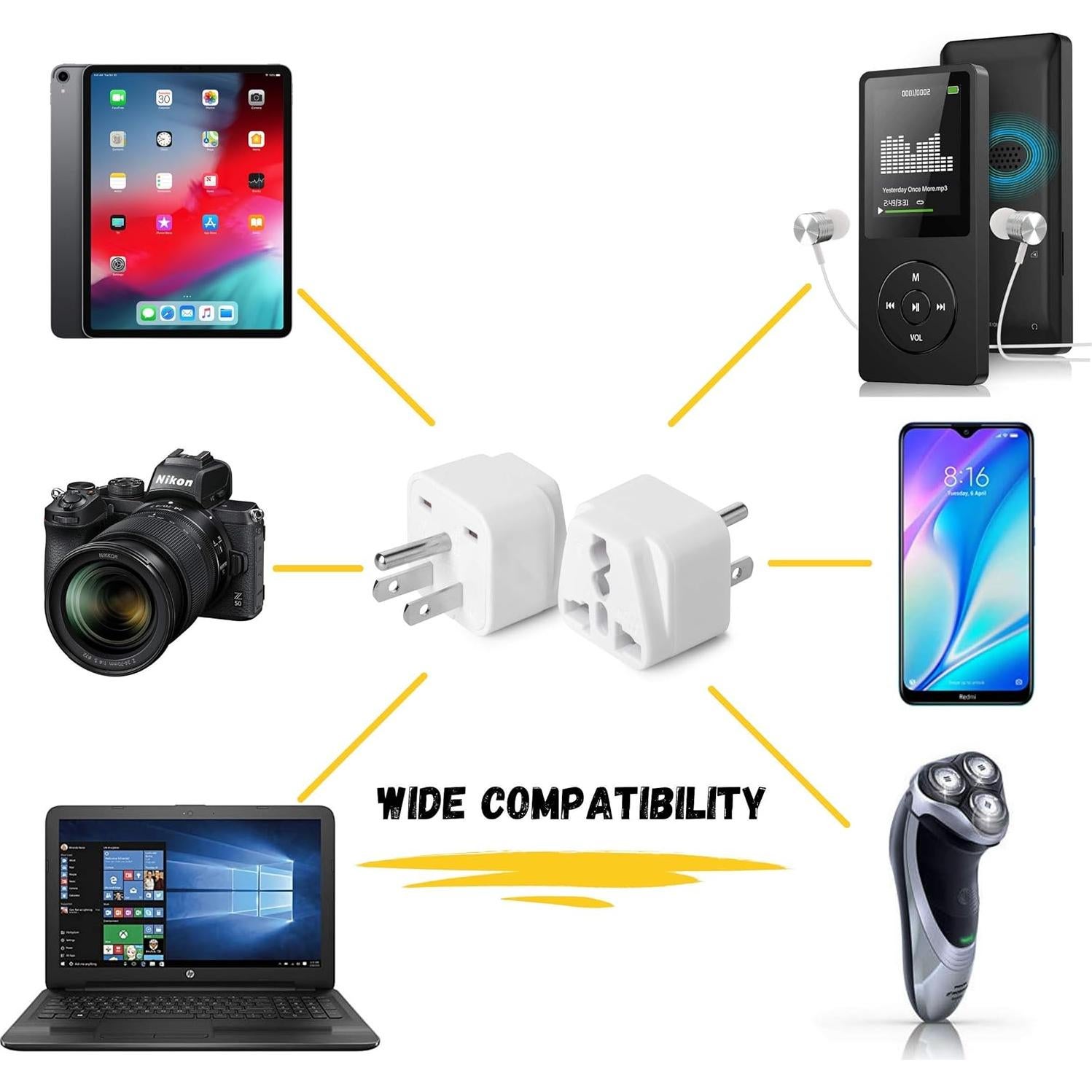 Adaptador de Enchufe Universal Bates - 2 Piezas Blanco