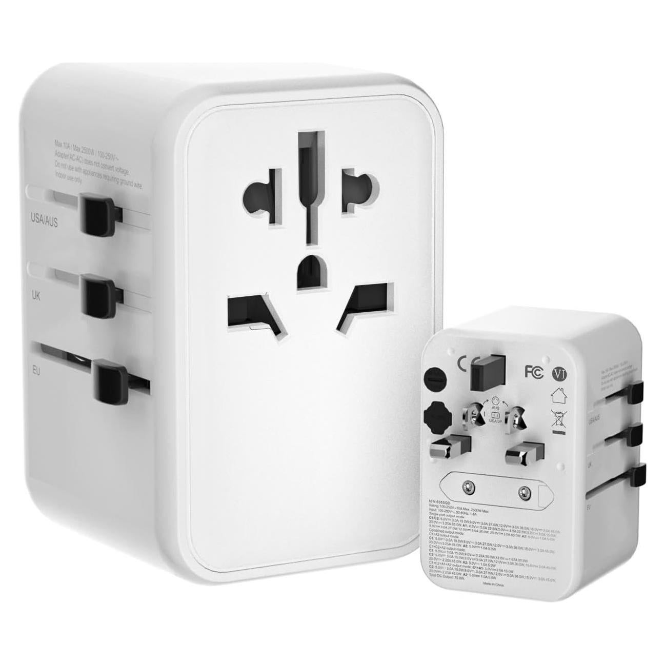 Adaptador de Viaje Universal Oviitech 70W con 4 Puertos USB