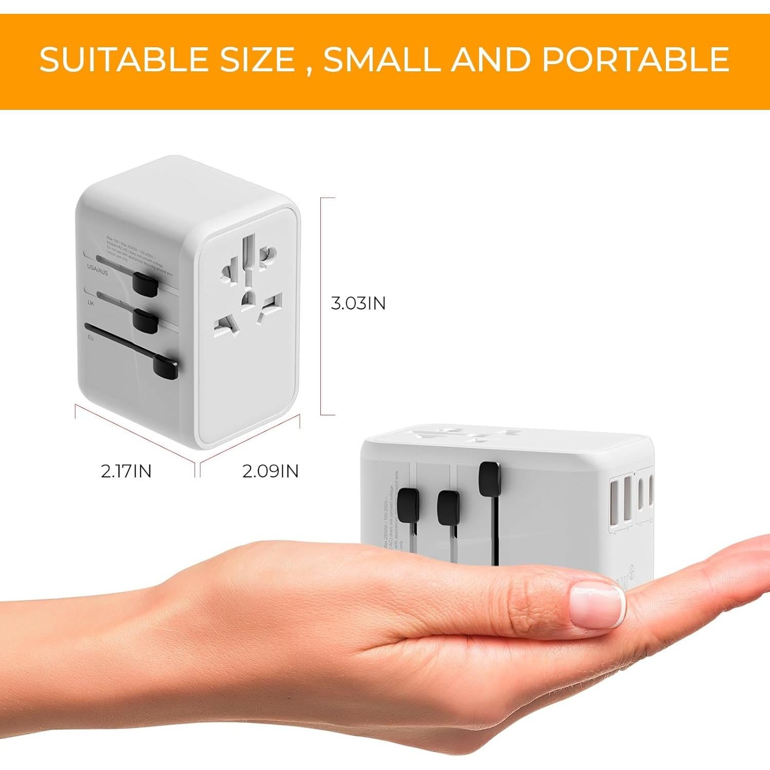Adaptador de Viaje Universal Oviitech 70W con 4 Puertos USB