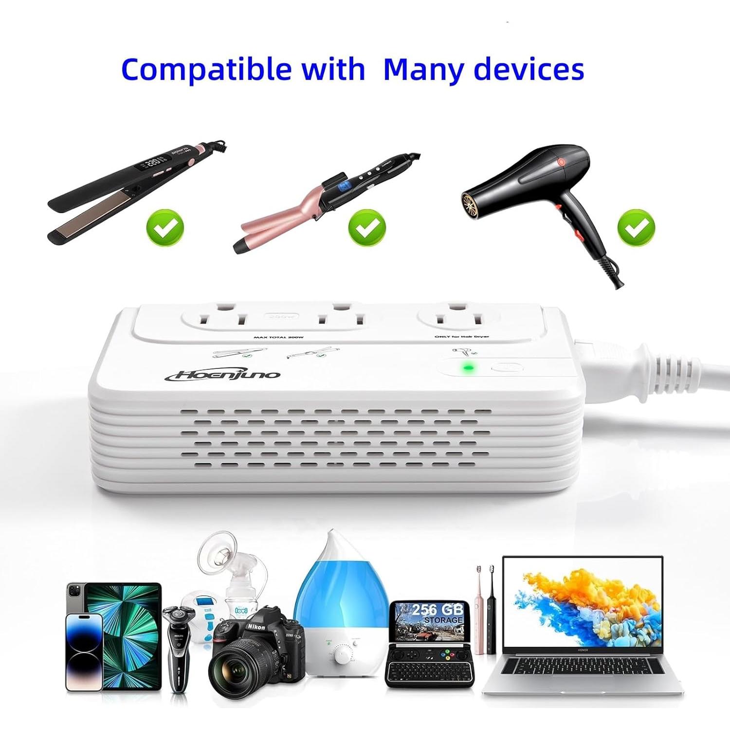 Convertidor de Voltaje 2000W Hoenjuno 220V a 110V con USB