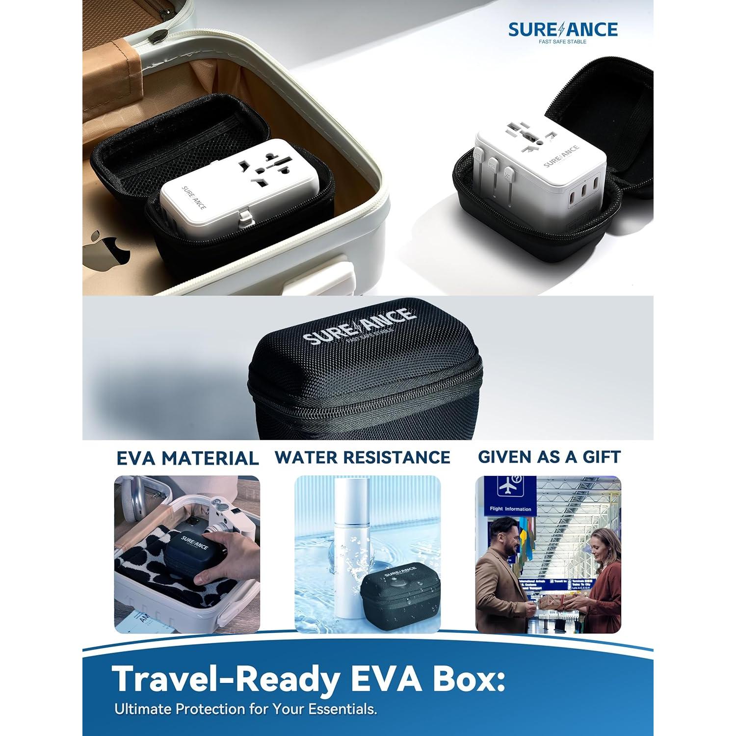 Adaptador de Viaje Universal Sureance 70W con USB-C 65W