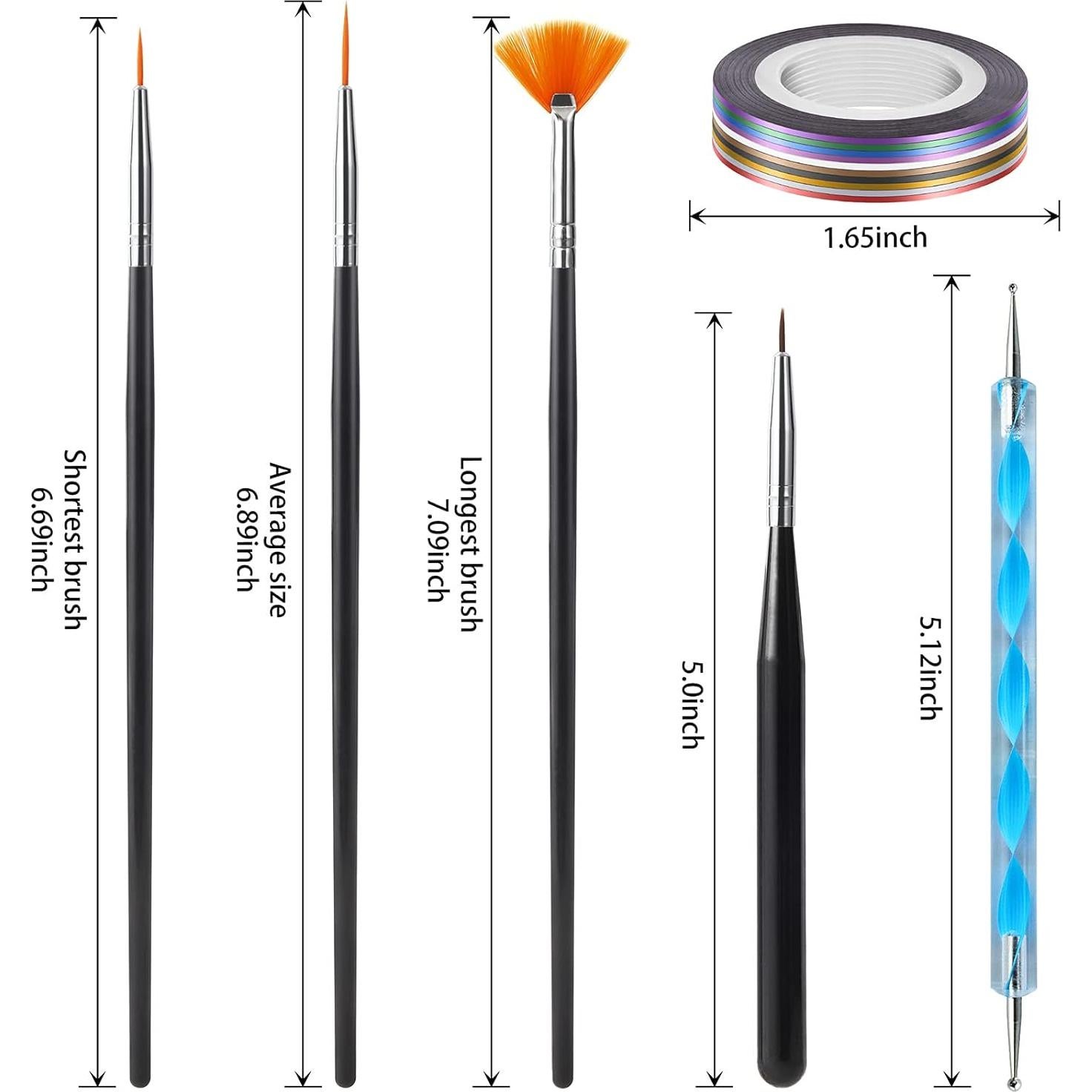 Conjunto de Pinceles para Arte de Uñas Artdone 20 Piezas