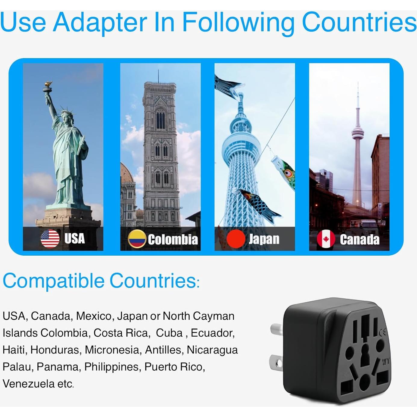 Adaptador de Enchufe de Viaje XinRunXing 2 Piezas Tipo B