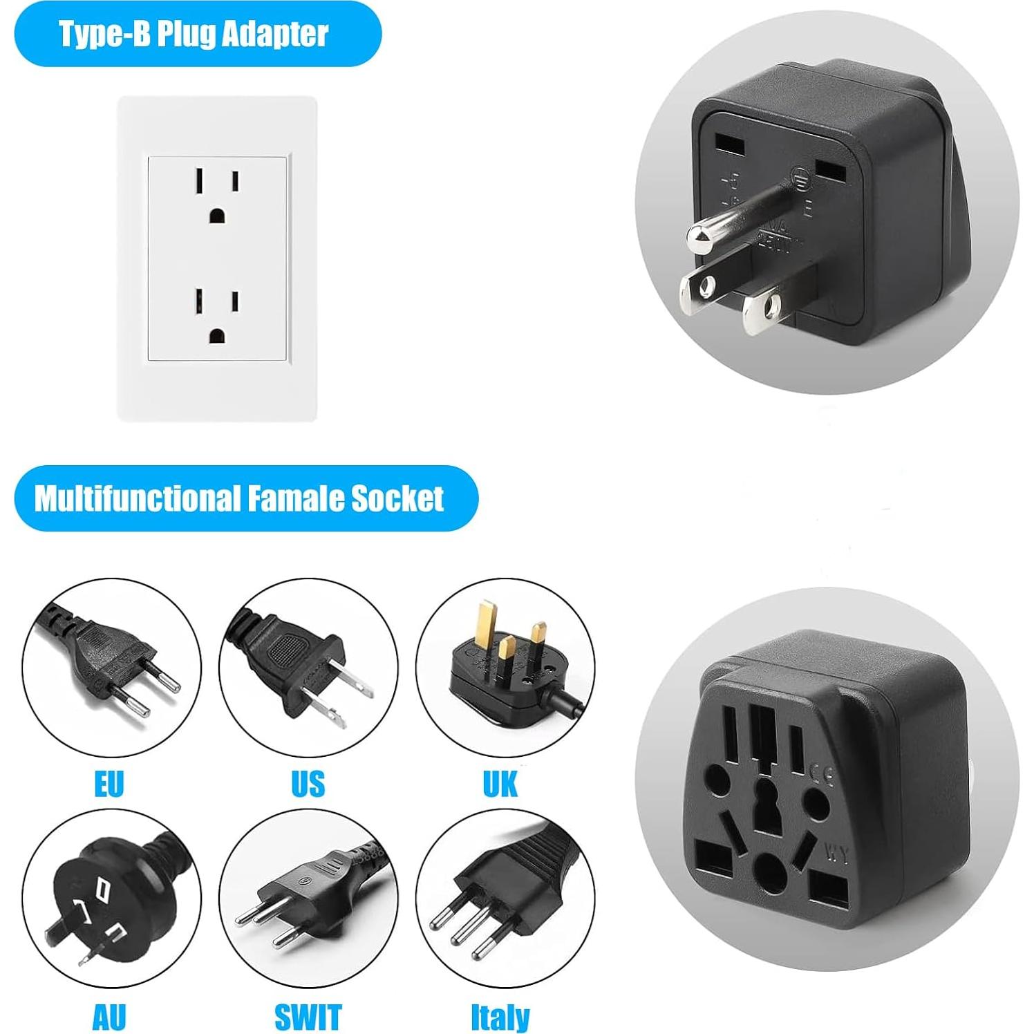 Adaptador de Enchufe de Viaje XinRunXing 2 Piezas Tipo B