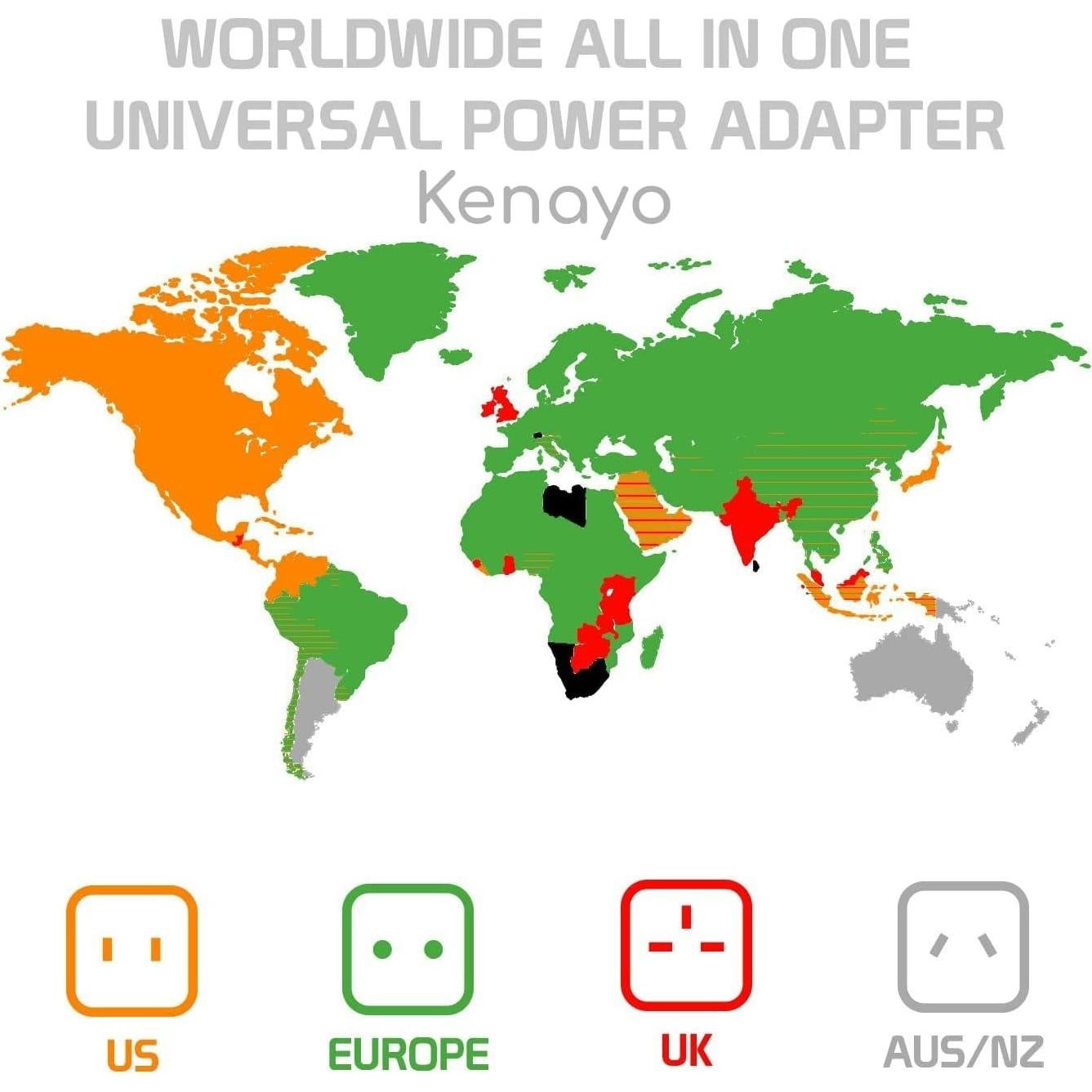 Adaptador de Corriente Universal Kenayo - Cargador de Viaje Internacional