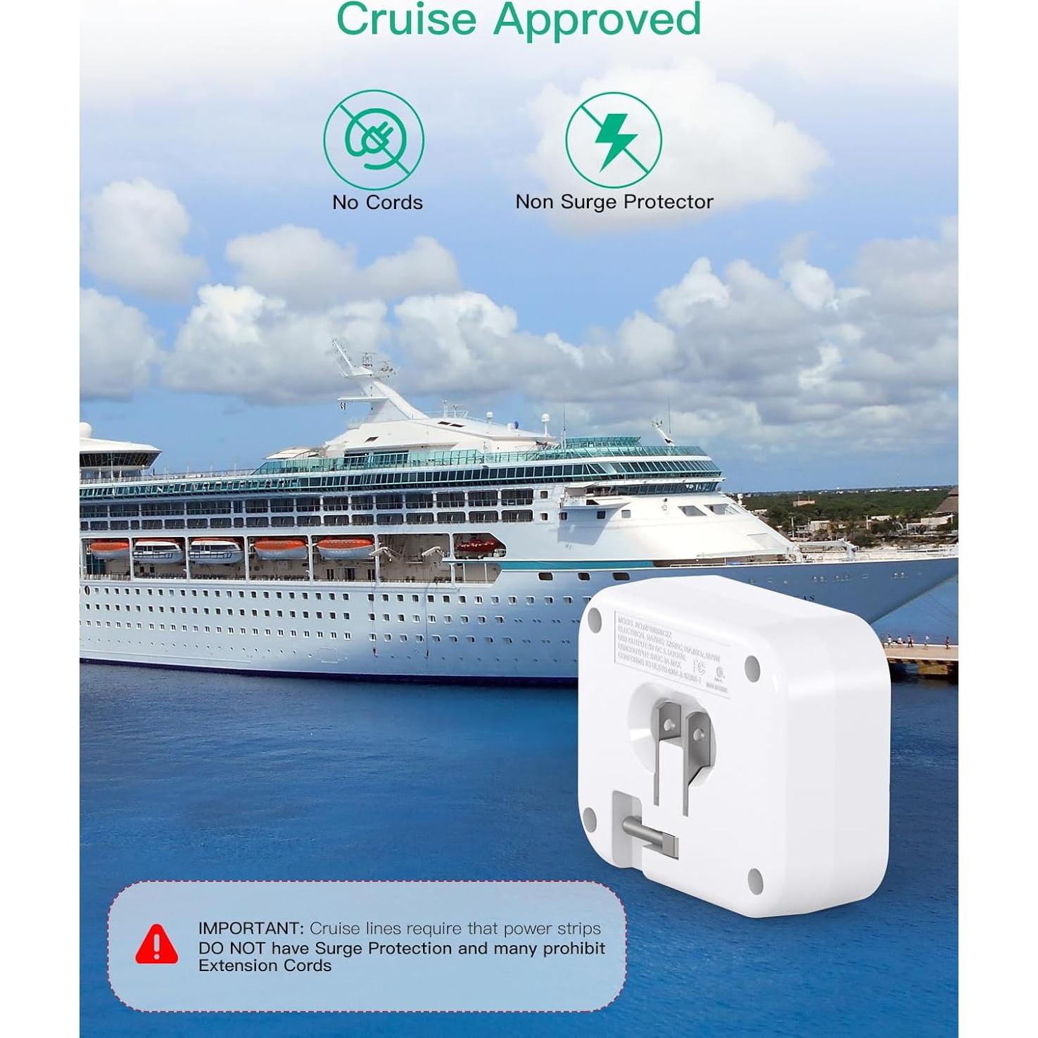 Regleta de Crucero MIFASOPOWER con USB-C y Enchufe Plegable