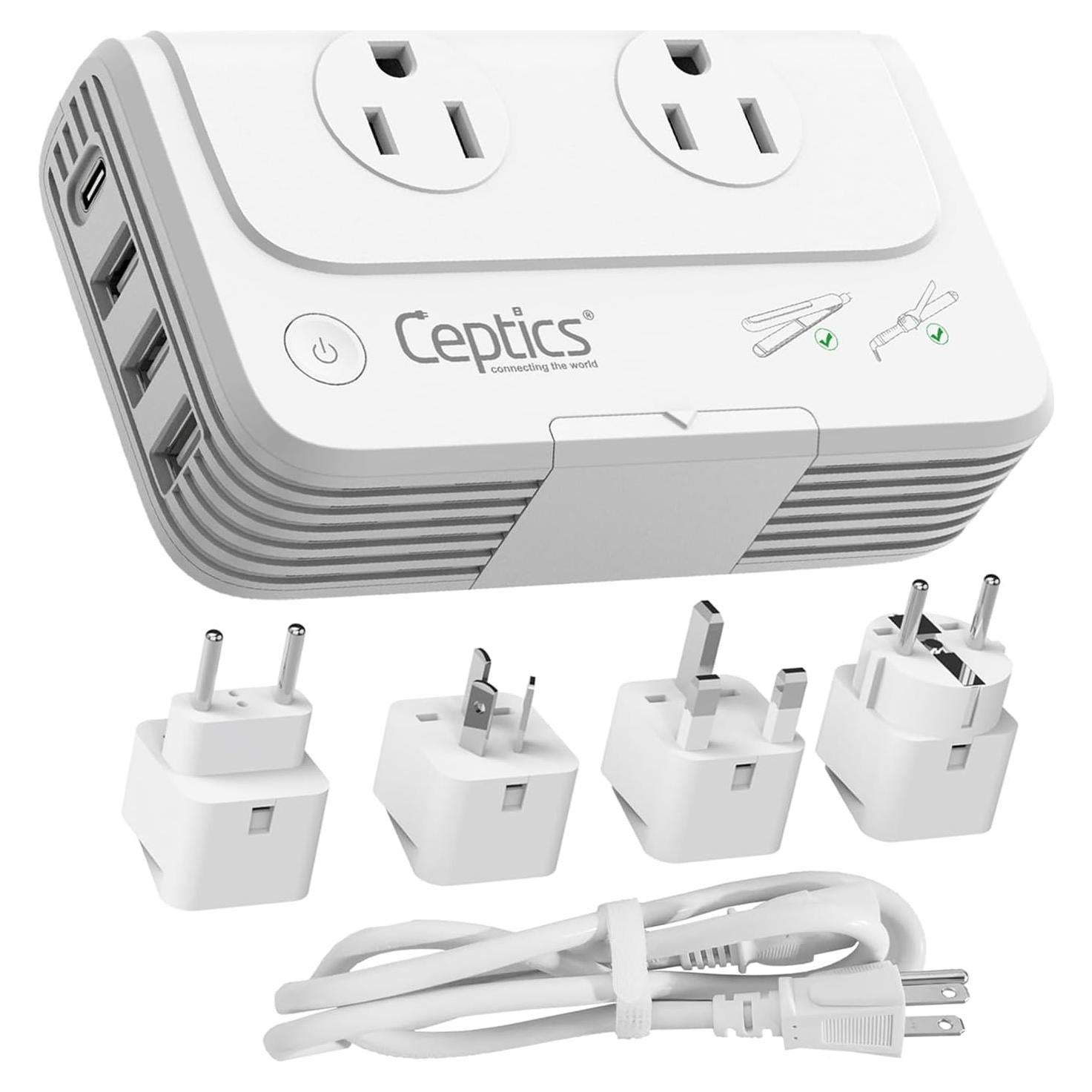 Convertidor de Voltaje Ceptics 200W 220V a 110V con 4 USB