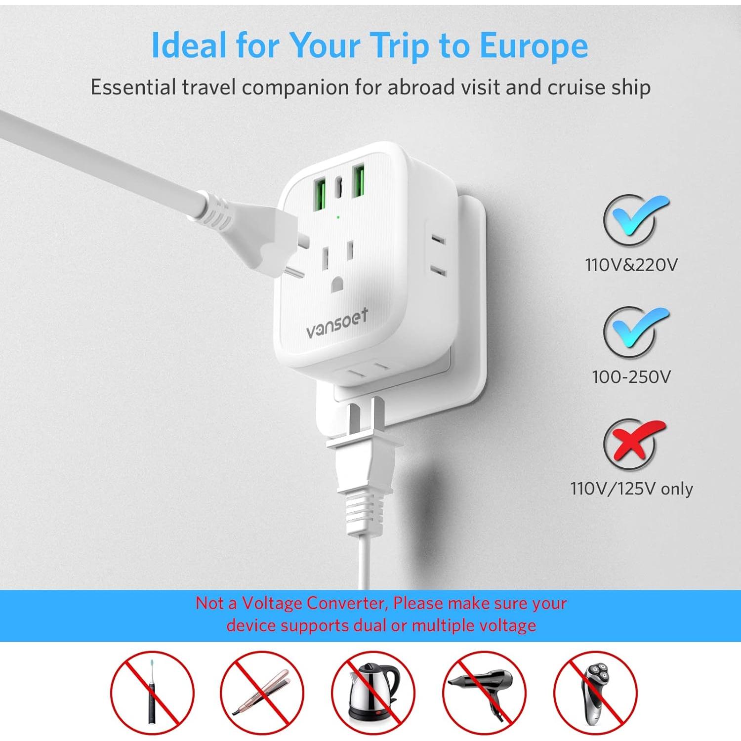 Adaptador de Enchufe de Viaje Vansoet Tipo C 20W USB