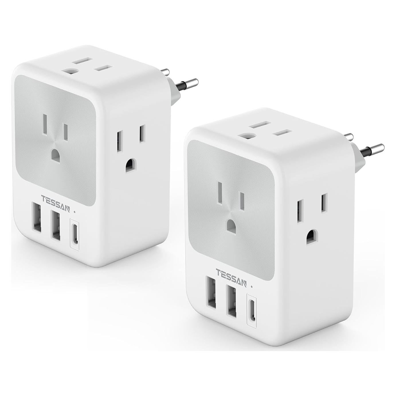 Adaptador de Enchufe de Viaje TESSAN Tipo C 7 Salidas USB