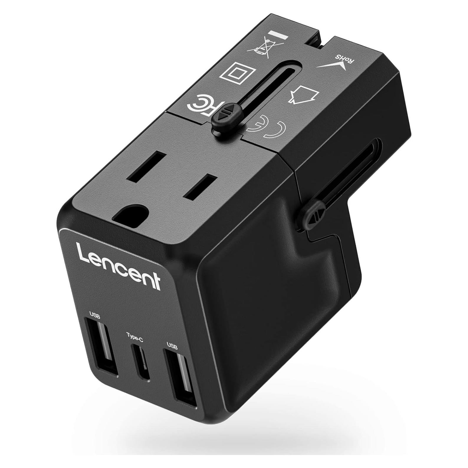 Adaptador de corriente de viaje LENCENT G63, 4 puertos USB, 17W