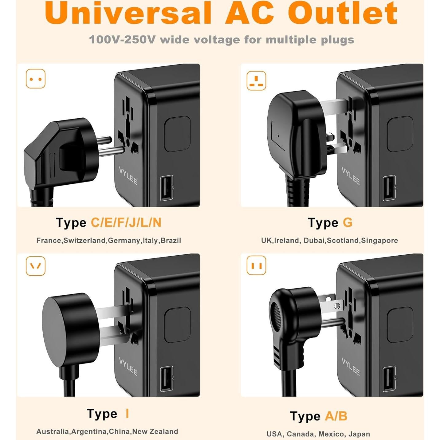 Adaptador de Enchufe Universal Huizhou OL-A02-PD70 70W Negro