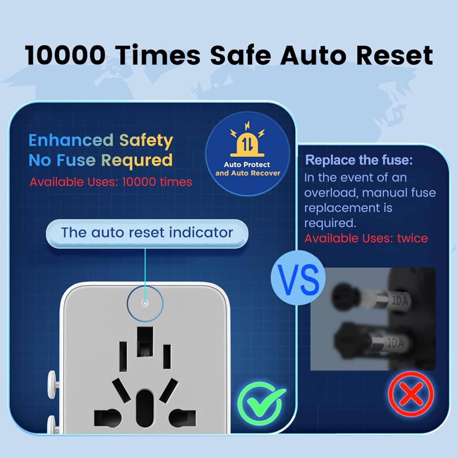 Adaptador de Viaje Universal GONEO GN-L10U15A 100-240V USB C/A