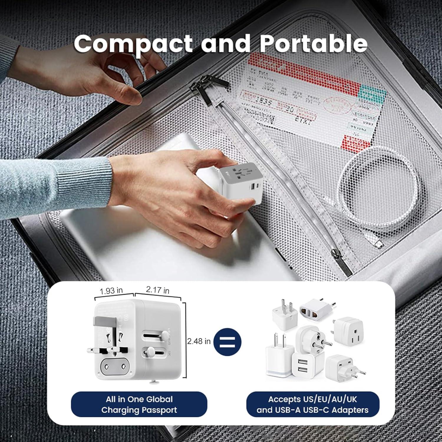 Adaptador de Viaje Universal GONEO GN-L10U15A 100-240V USB C/A